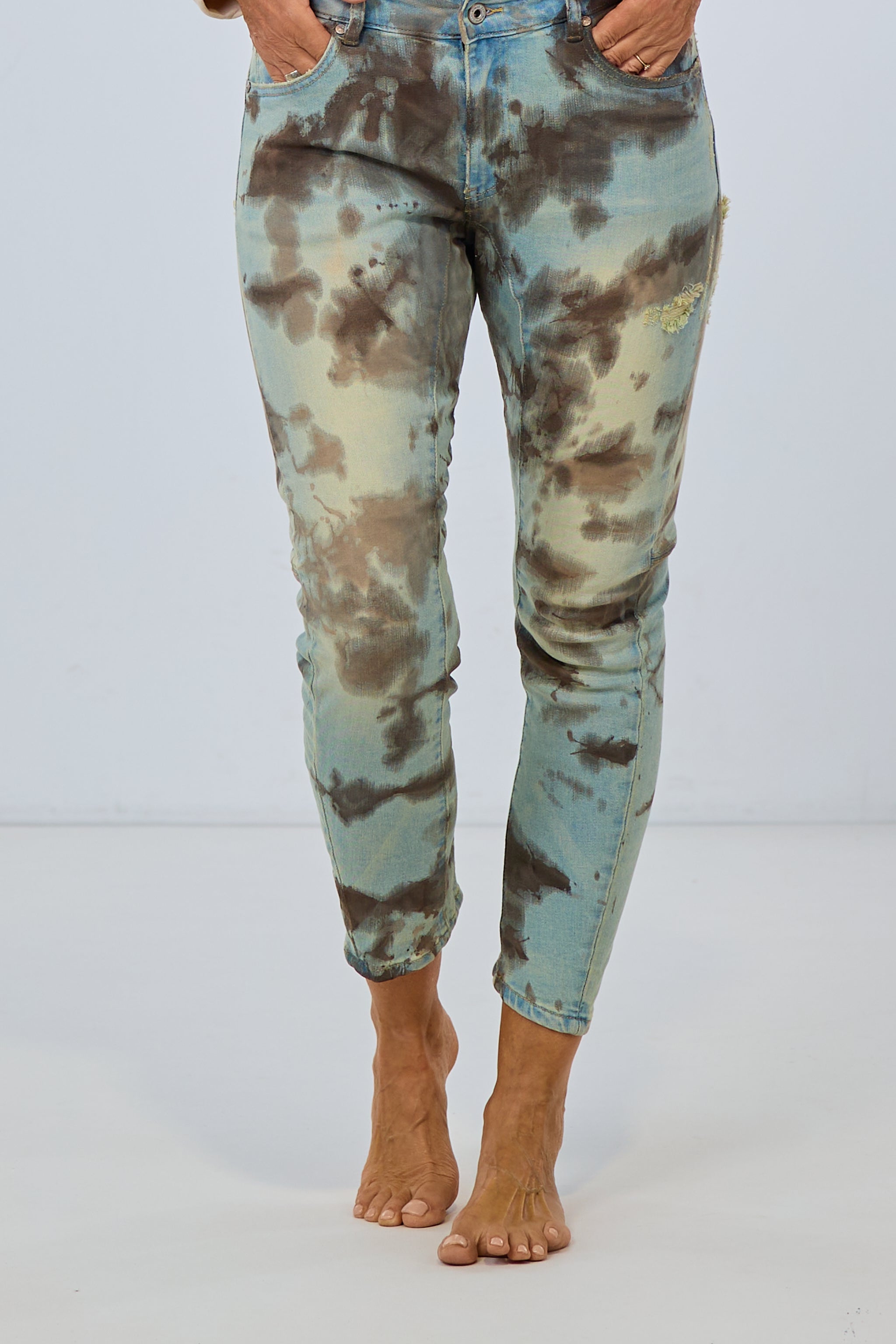 Jeans Flecki, denim-braun-sand