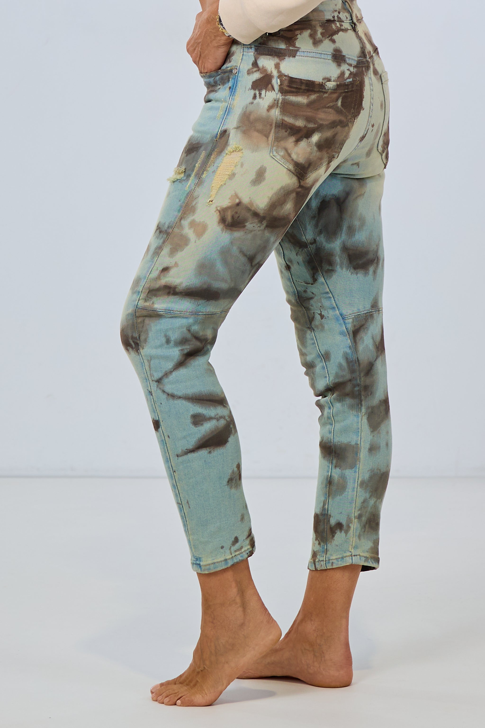 Jeans Flecki, denim-braun-sand