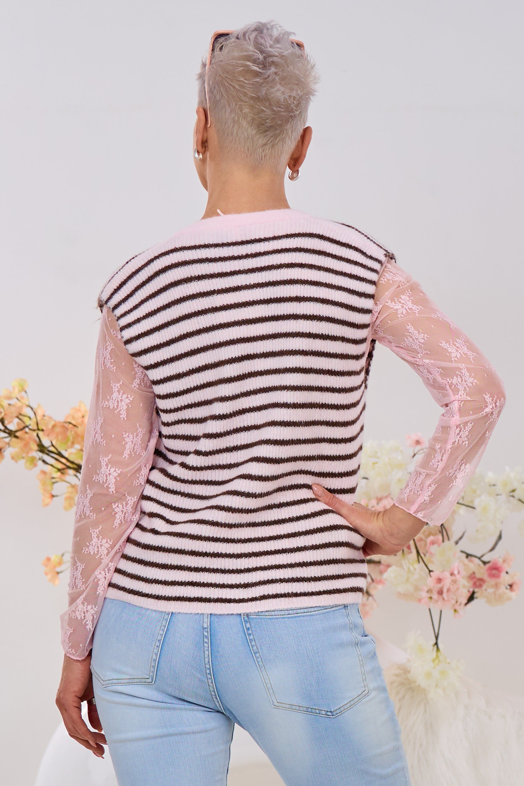 Geringelte Weste, rosa-dunkelbraun