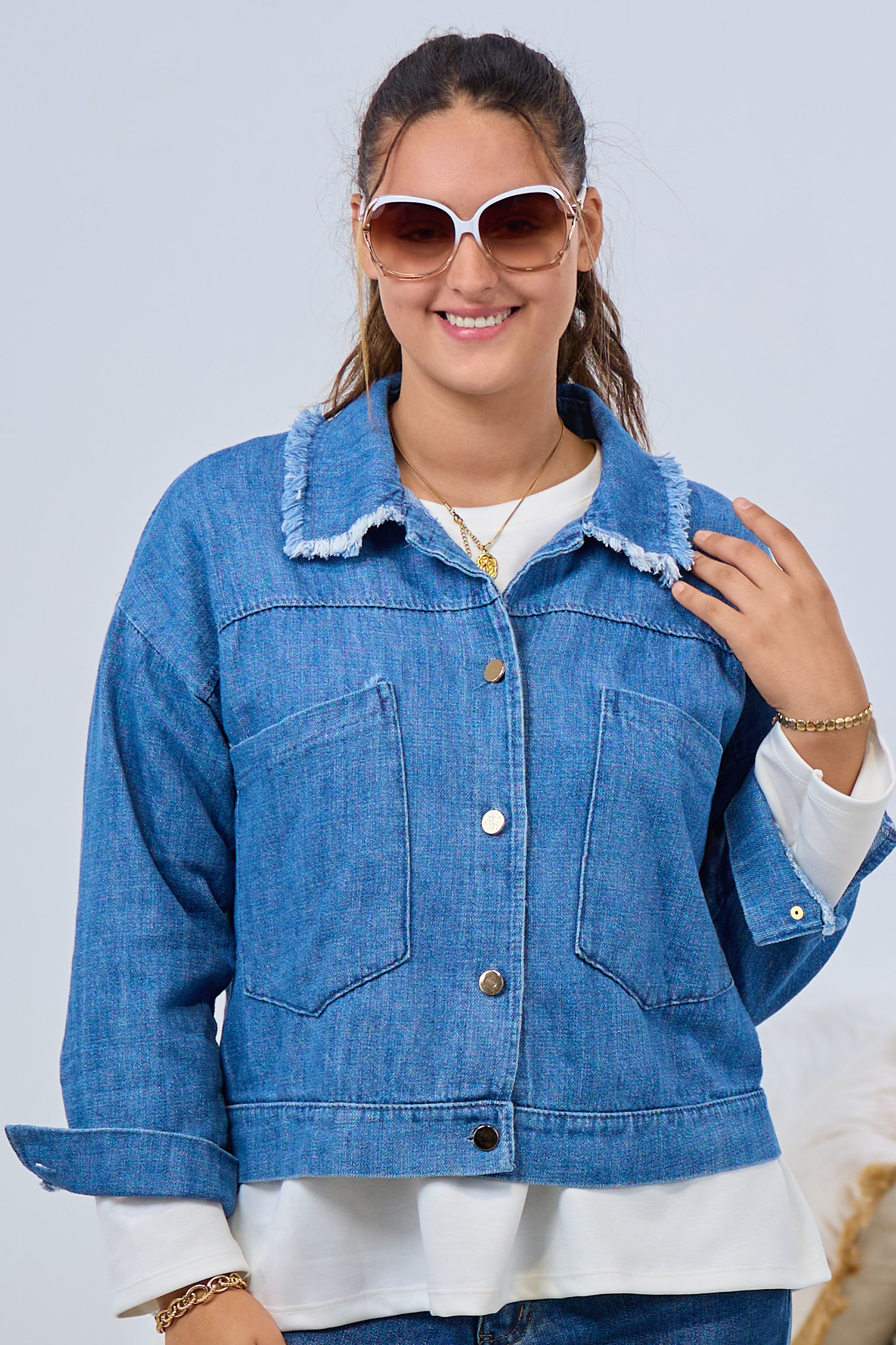 Jeansjacke im Hemdstyle, hell denim