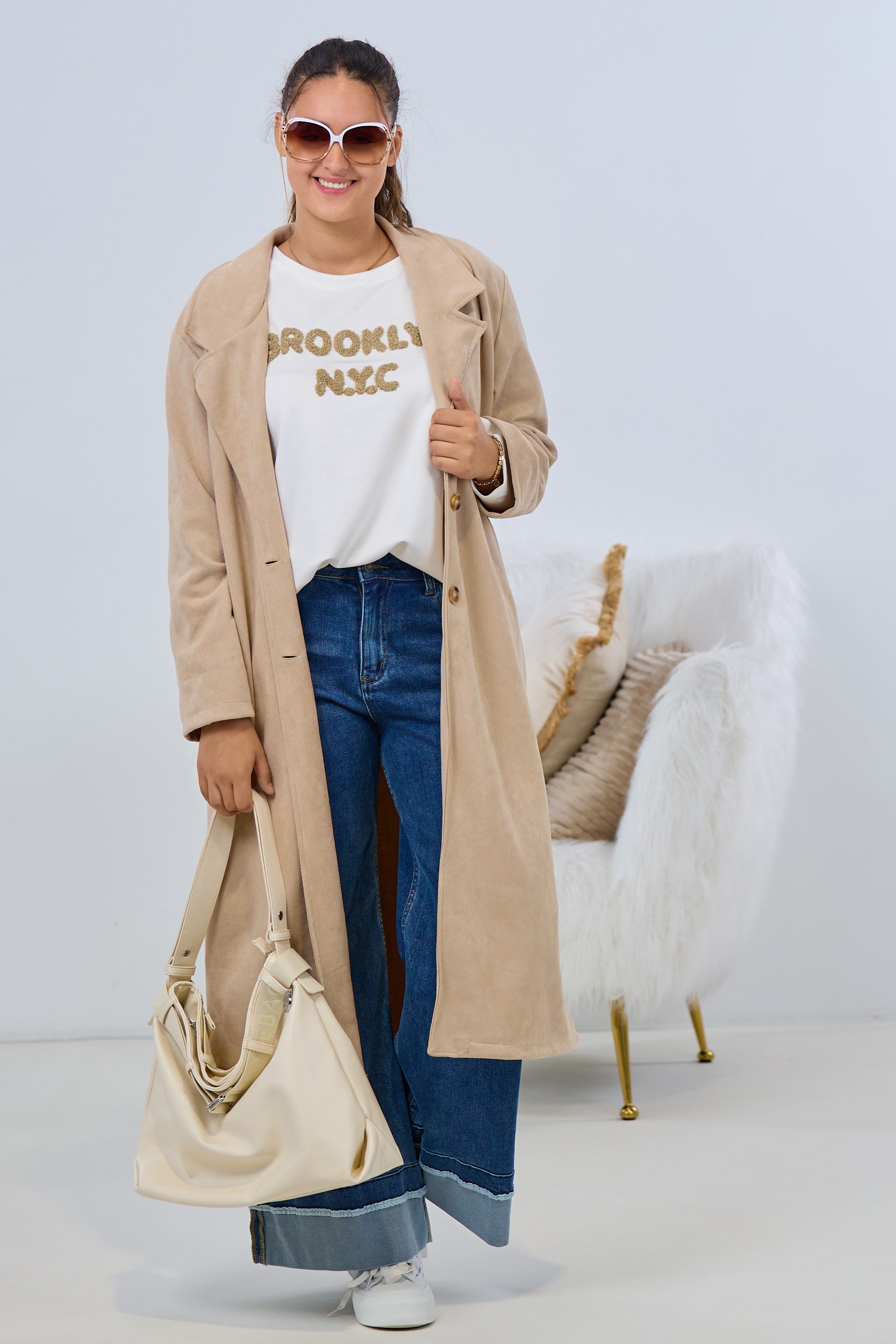 Cozy Shirt BROOKLYN, ecru-taupe