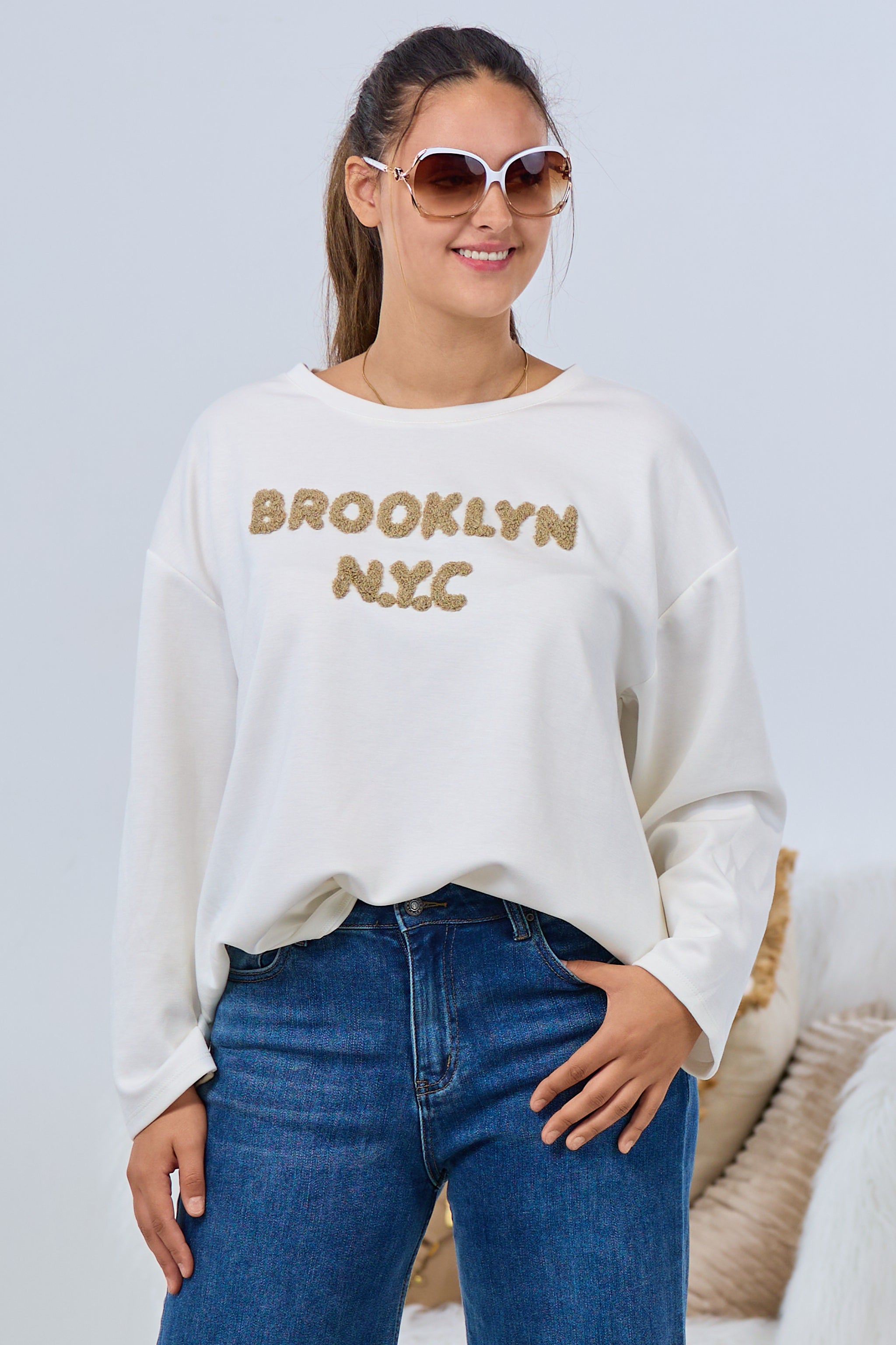 Cozy Shirt BROOKLYN, ecru-taupe