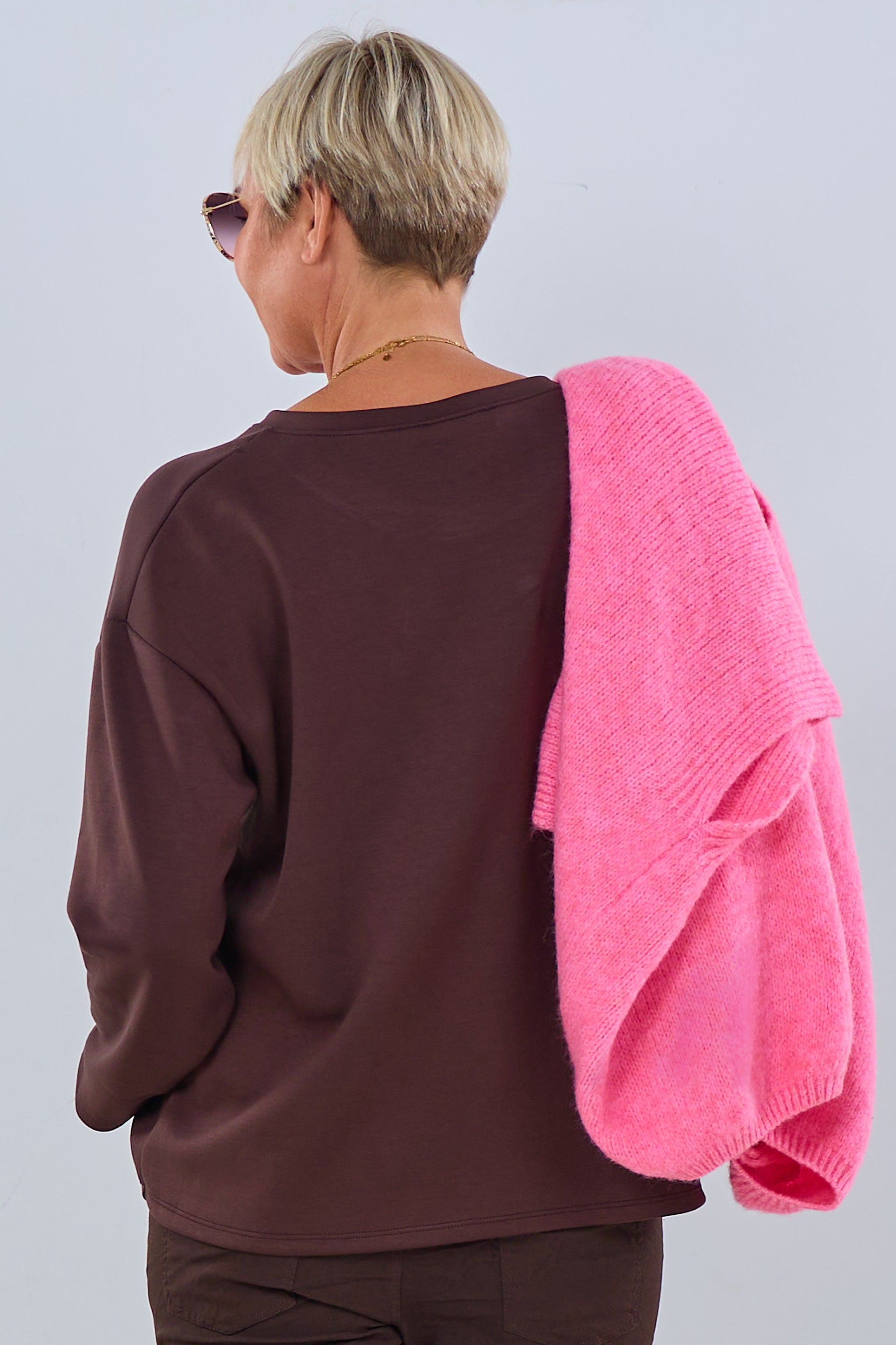Cozy Shirt BROOKLYN, dunkelbraun-pink
