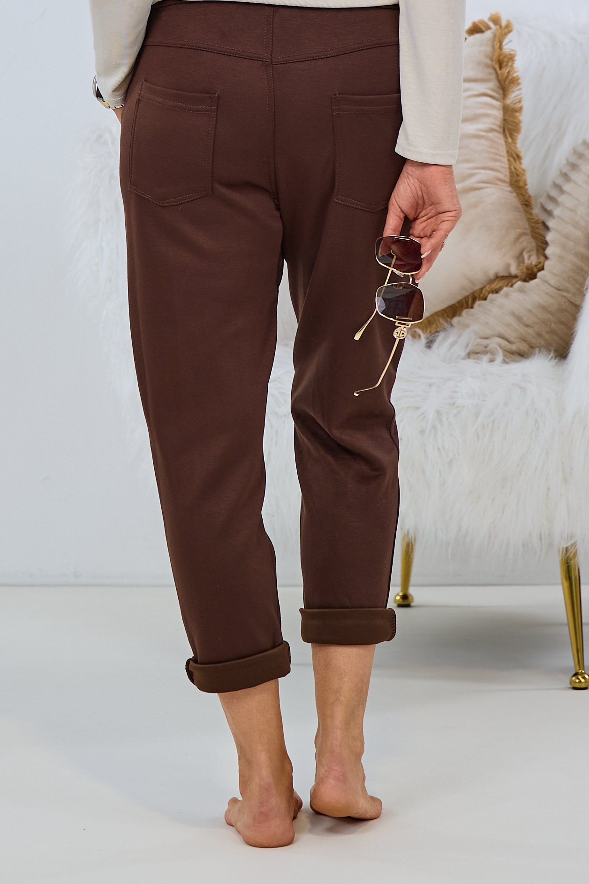 Cozy Hose mit Kordelzug, braun