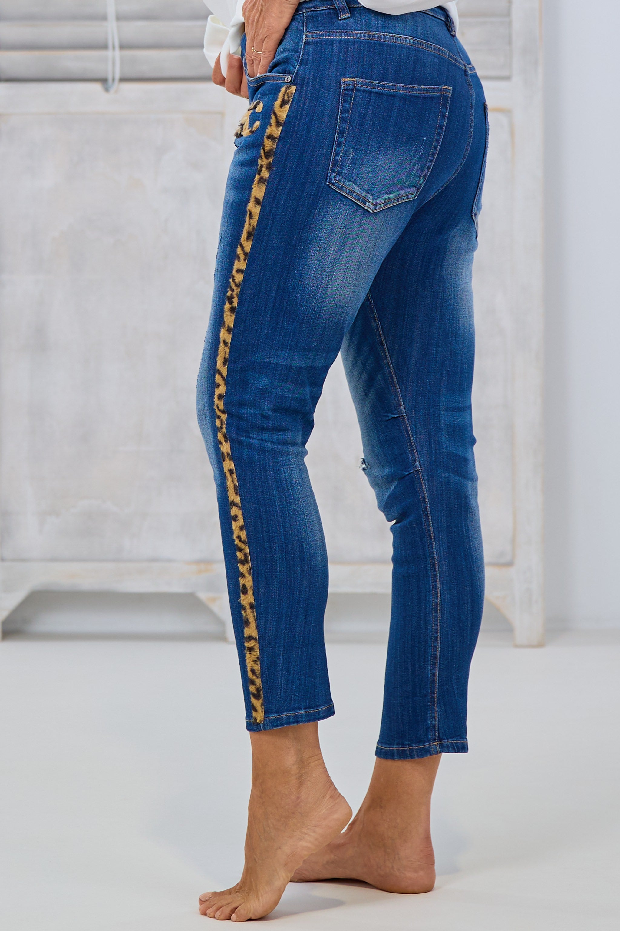 5-Pocket Jeans mit Leo Details, denim-leo