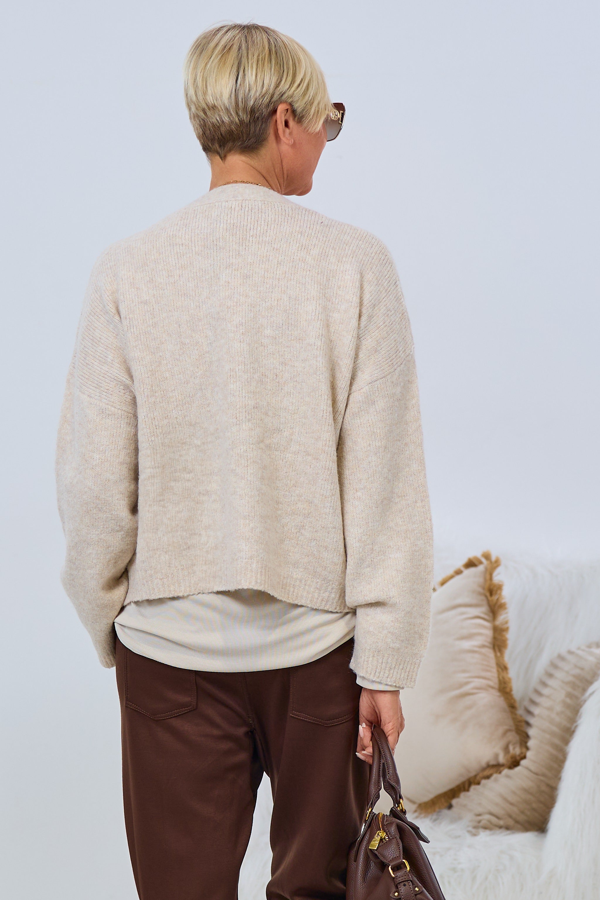 Cardigan mit Zierkordeln, beige