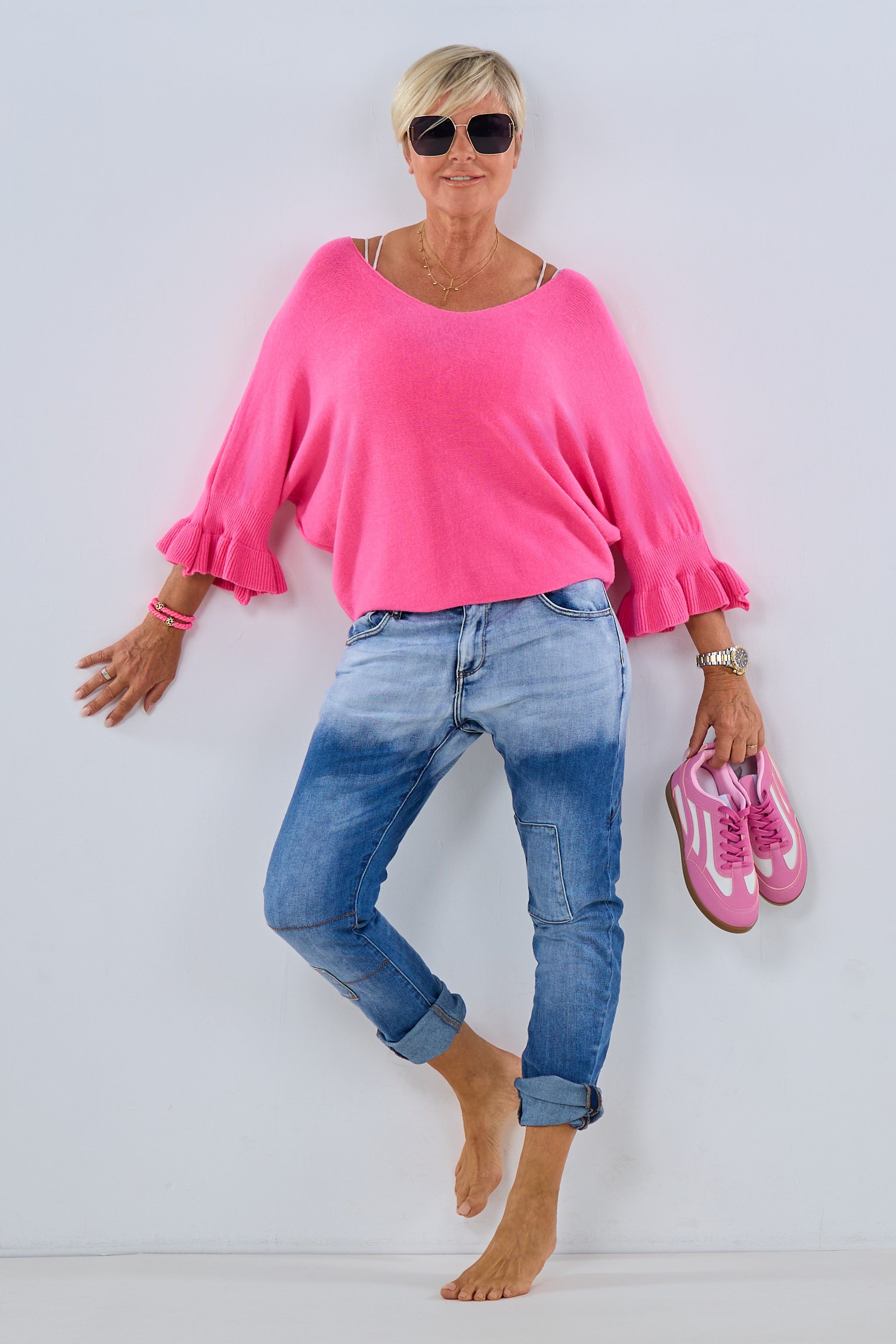 Pulli mit Fledermausärmeln, pink