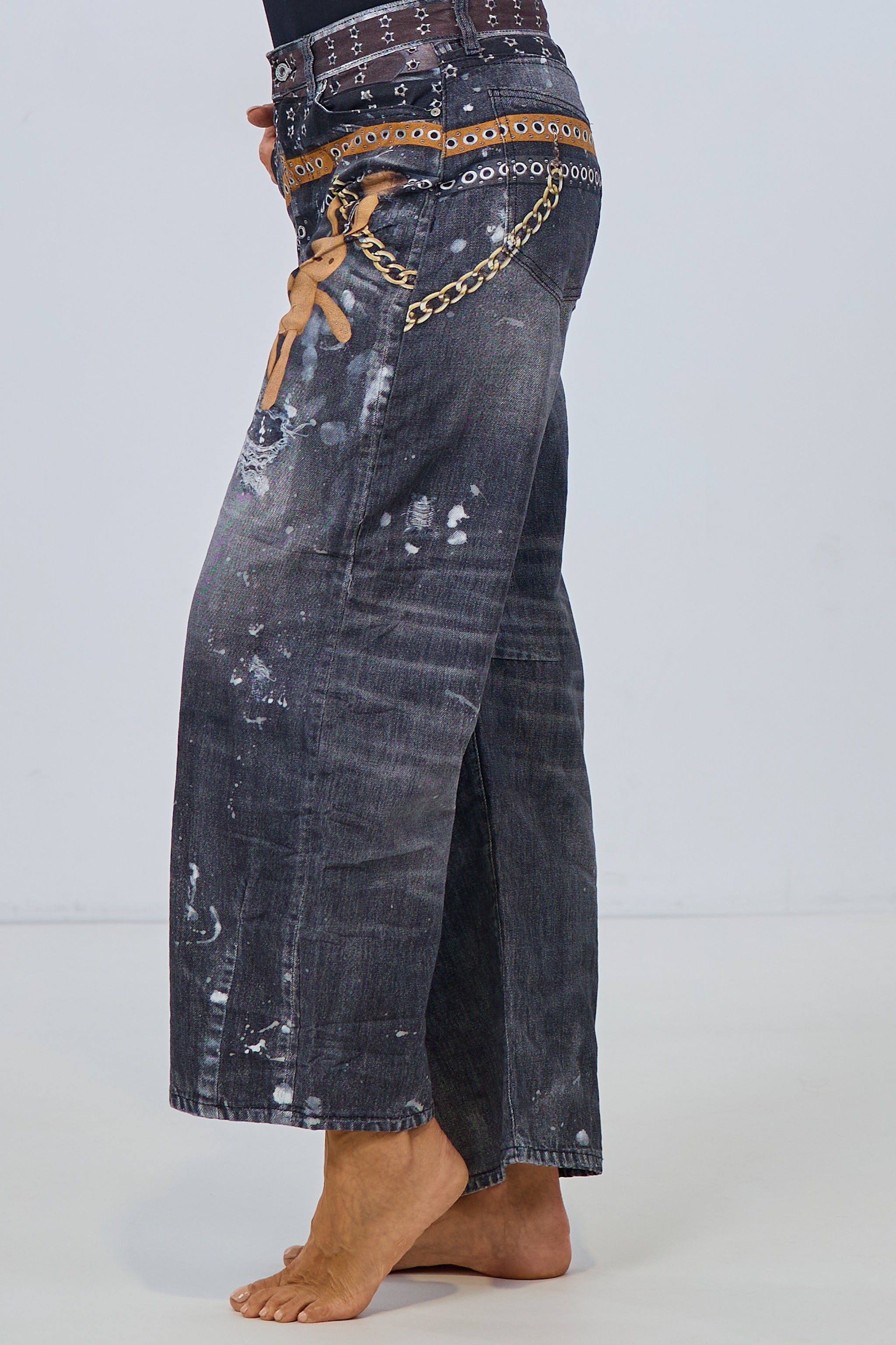 Mid Waist Balloon-Jeans HASI, schwarz