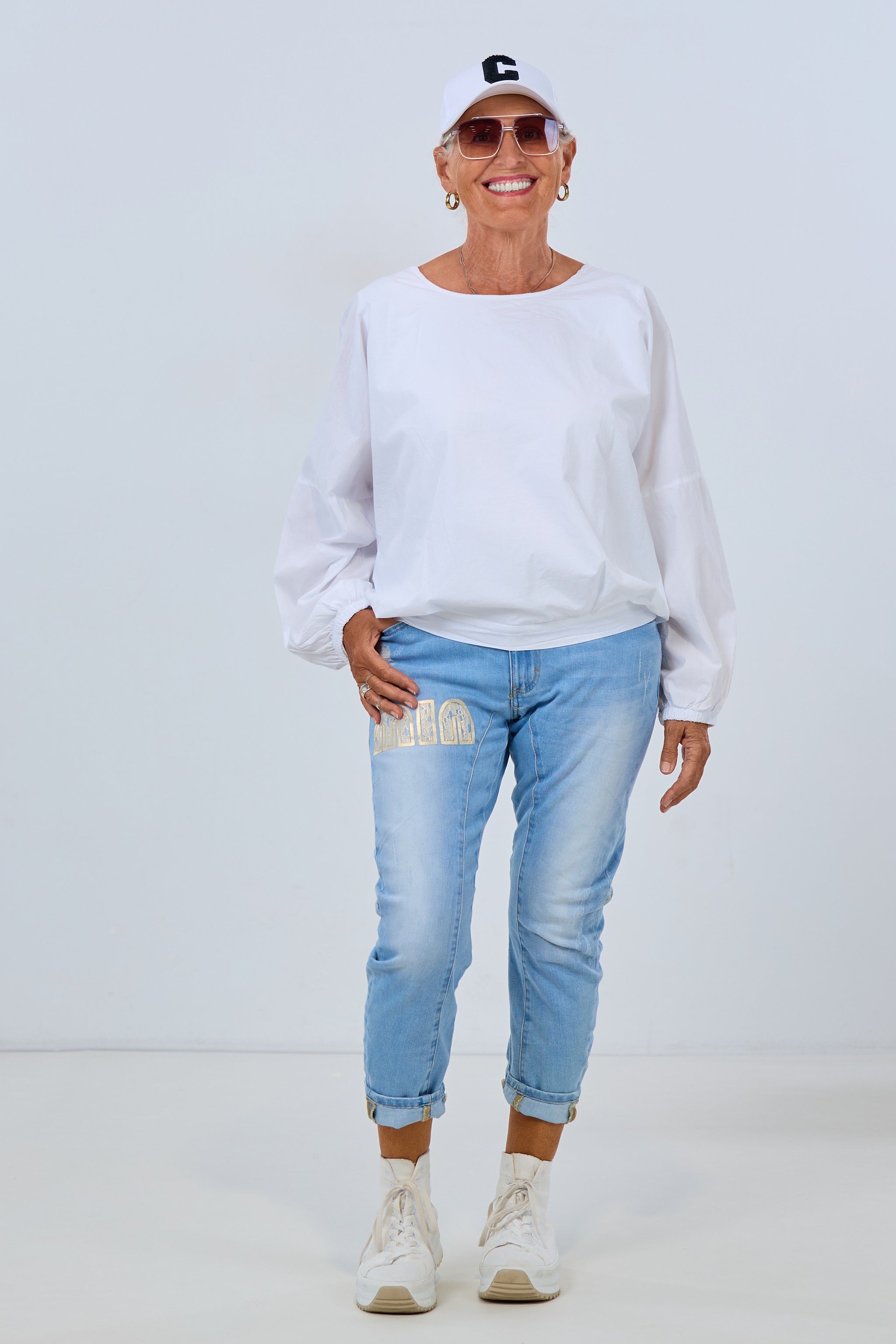 Bluse mit Top-Einsatz, weiß