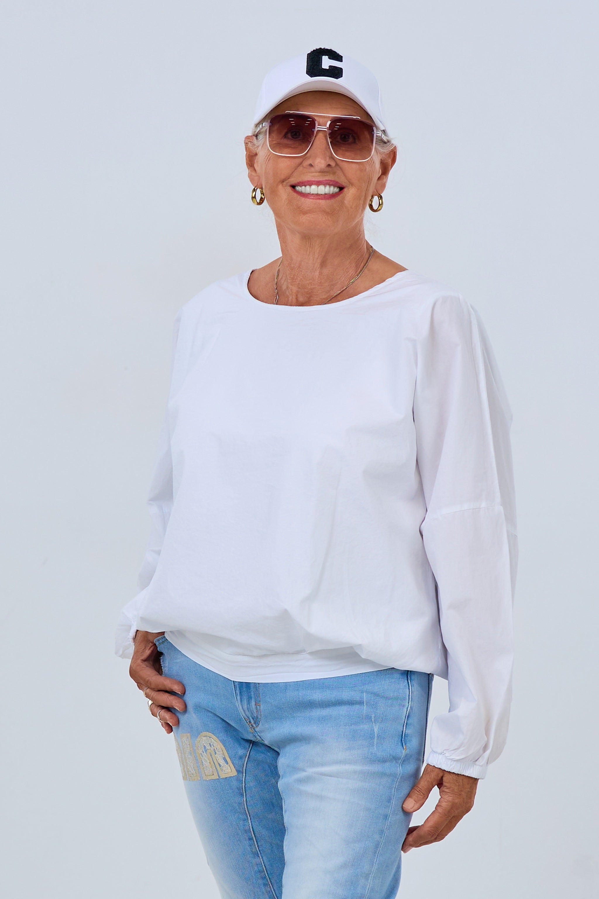 Bluse mit Top-Einsatz, weiß