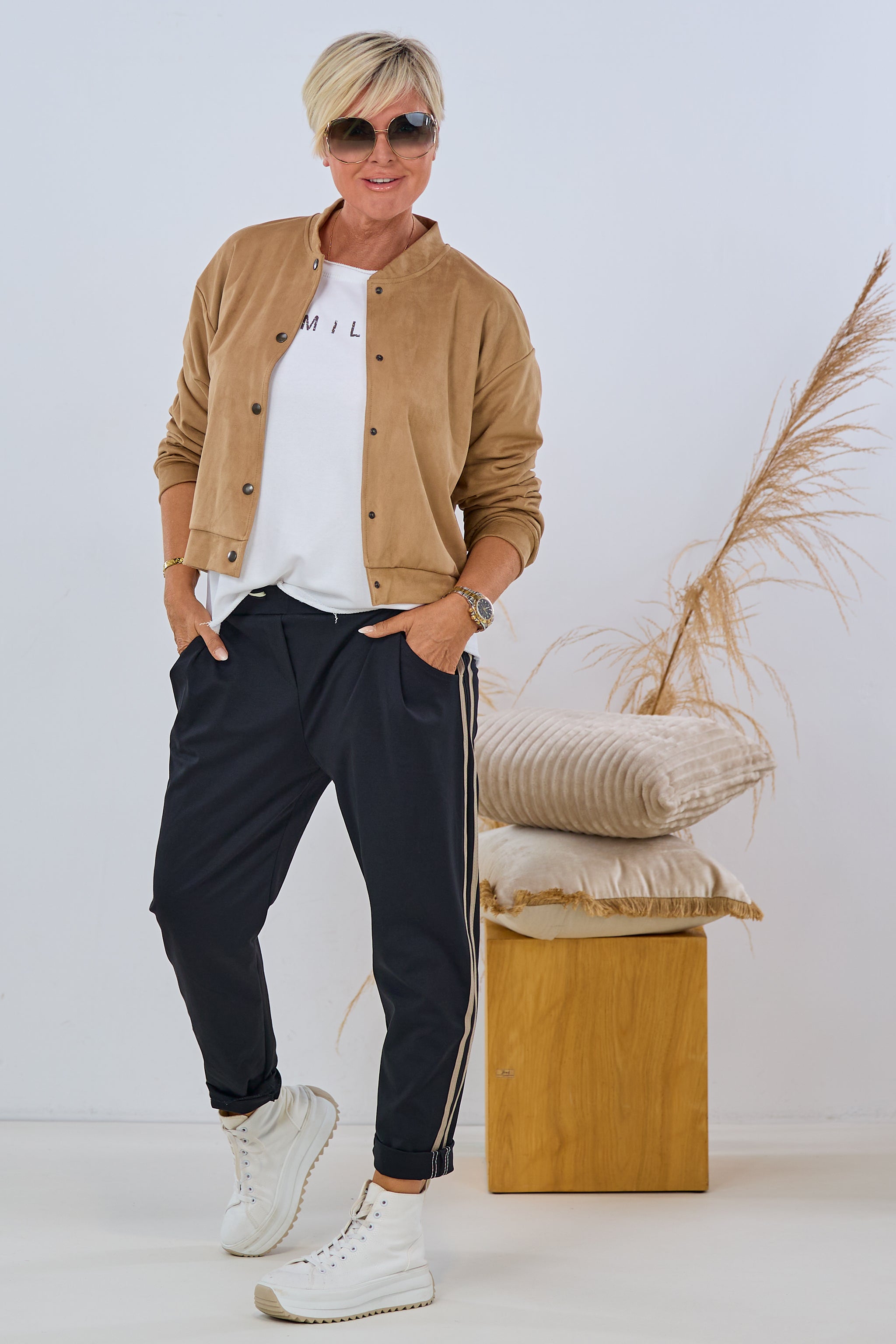 Blouson in Waschleder-Optik, camel
