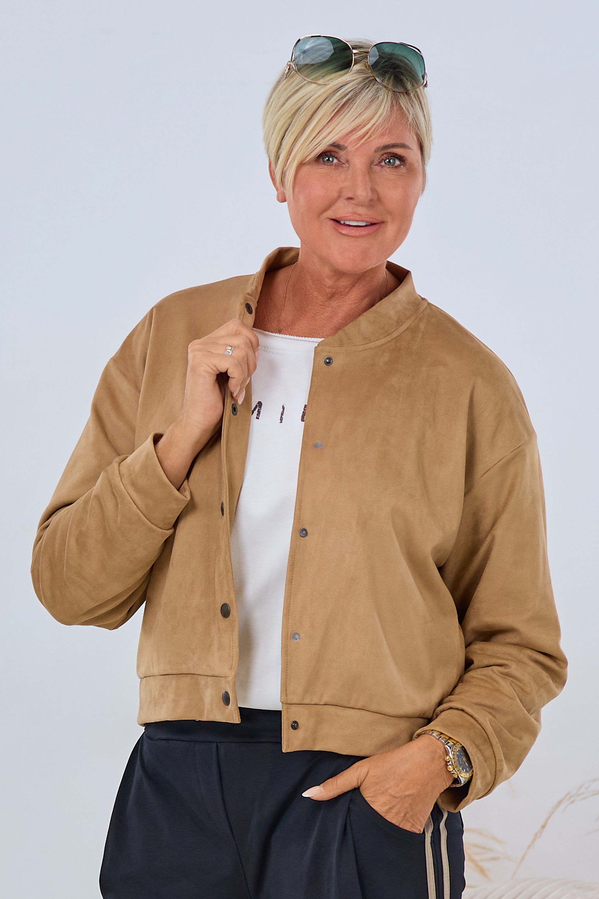 Blouson in Waschleder-Optik, camel