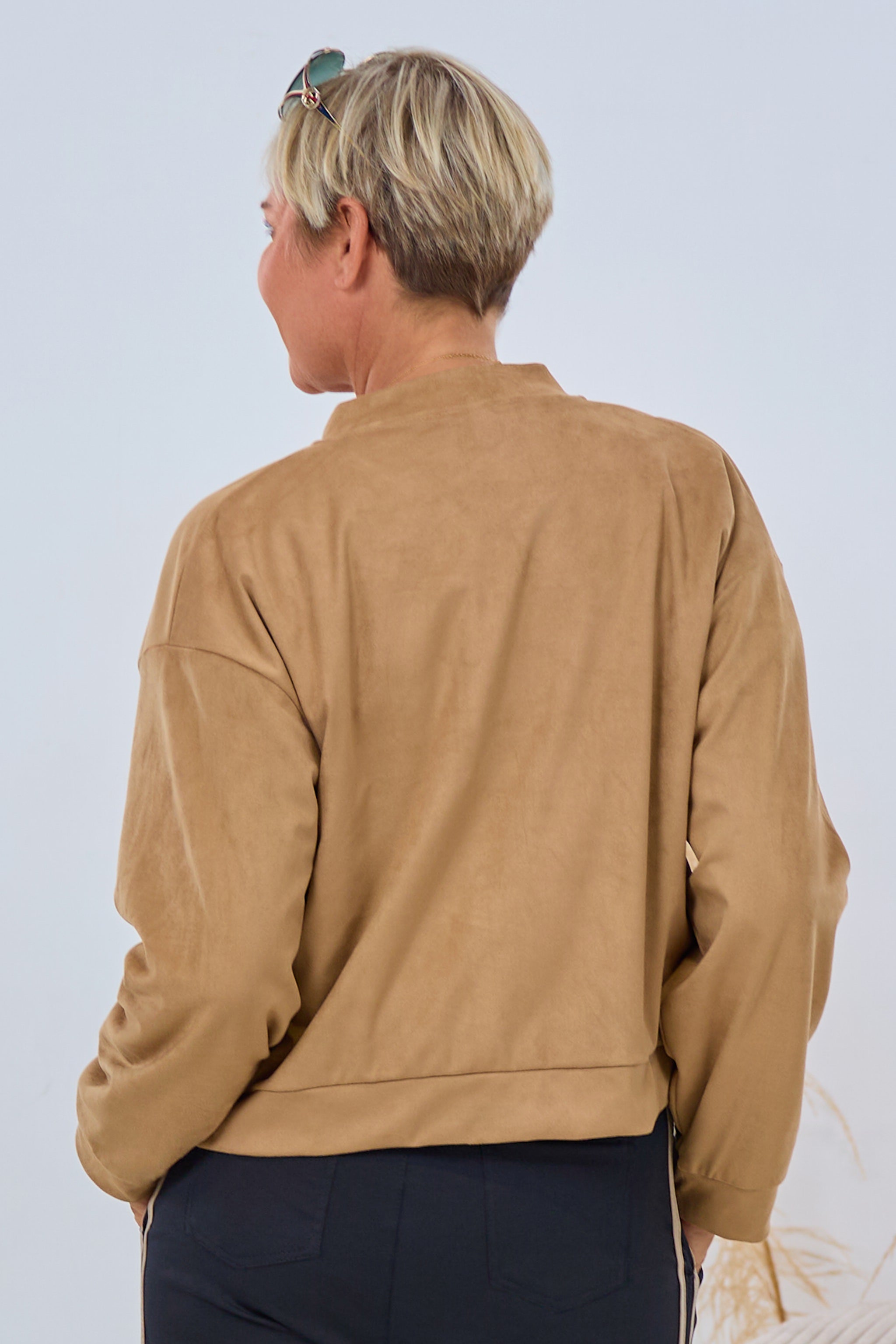 Blouson in Waschleder-Optik, camel