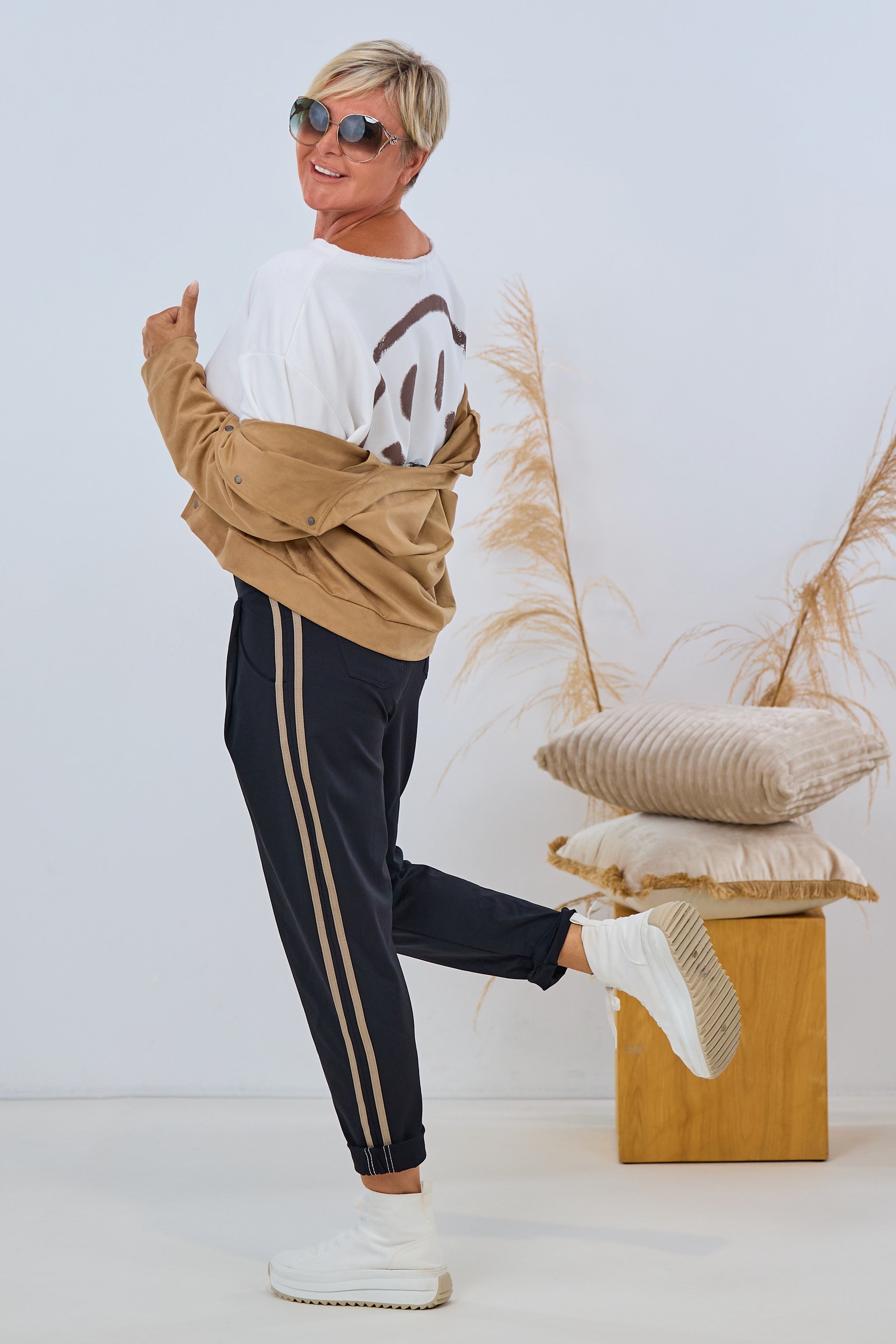 Blouson in Waschleder-Optik, camel
