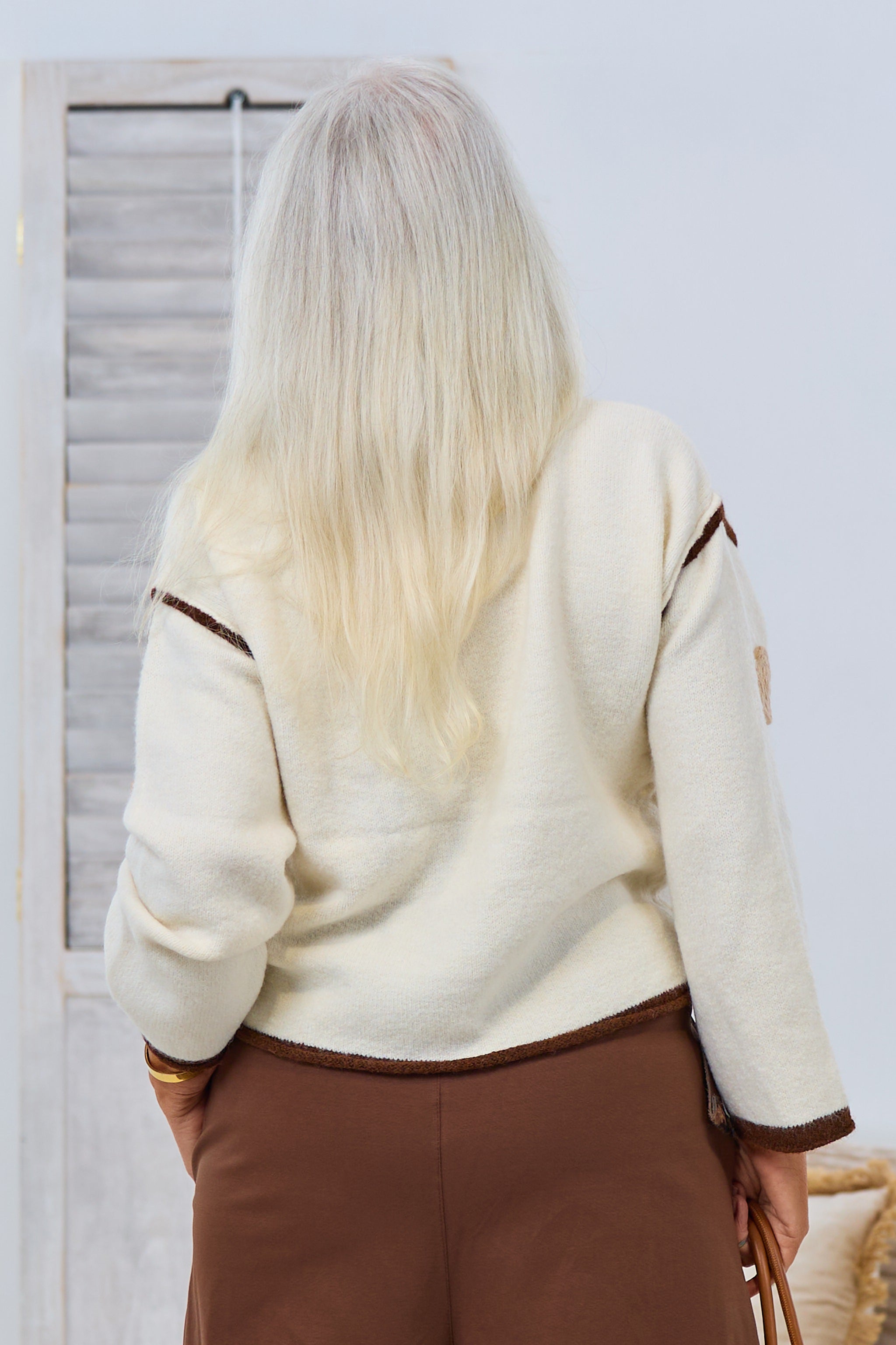 Pulli mit Kreisen, creme-braun-taupe
