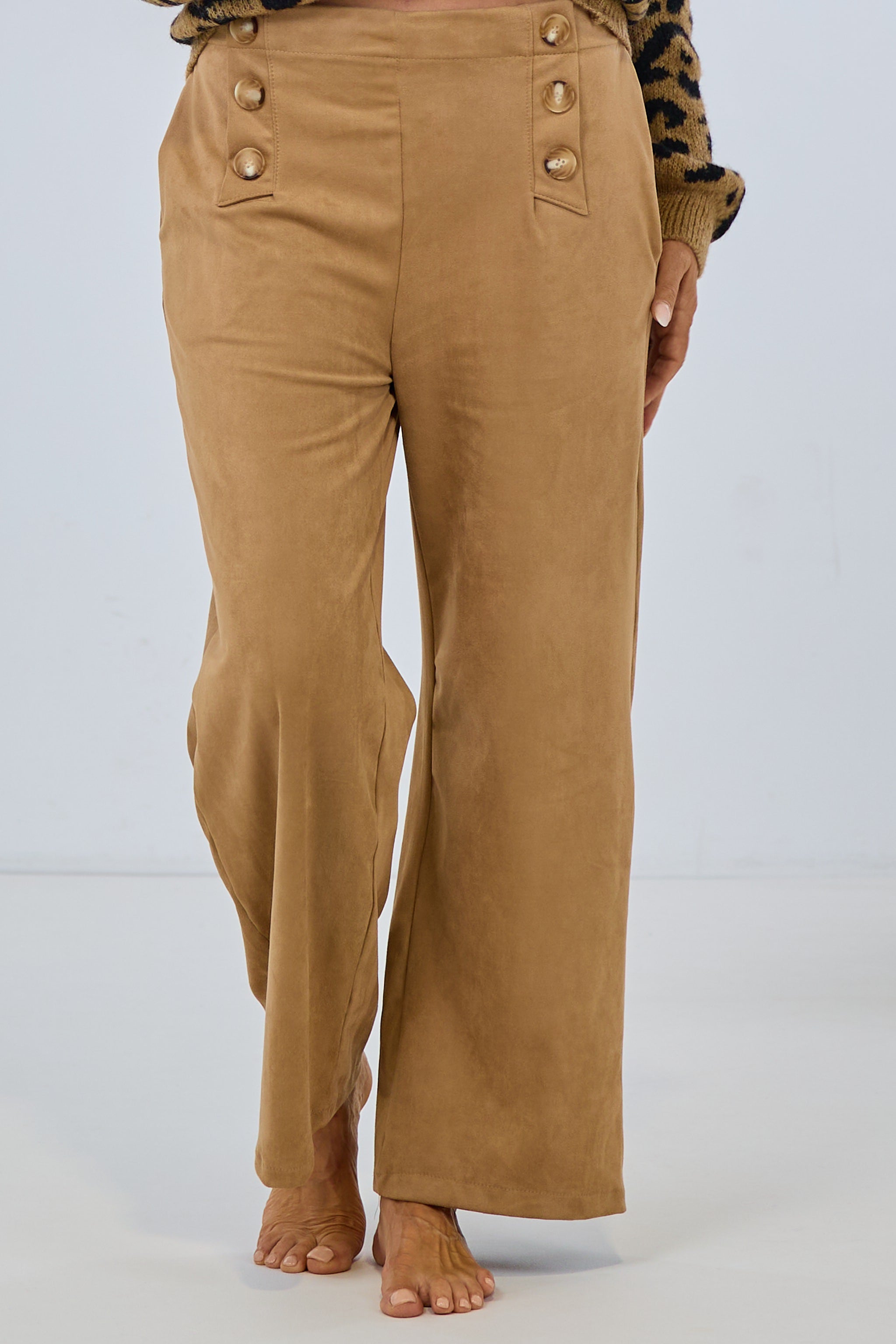 Hose in Waschleder-Optik, camel