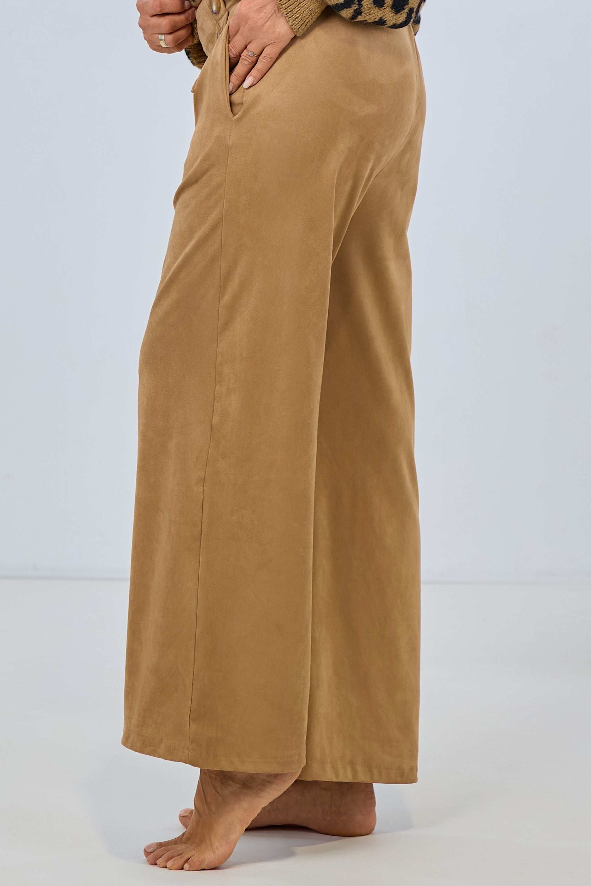 Hose in Waschleder-Optik, camel