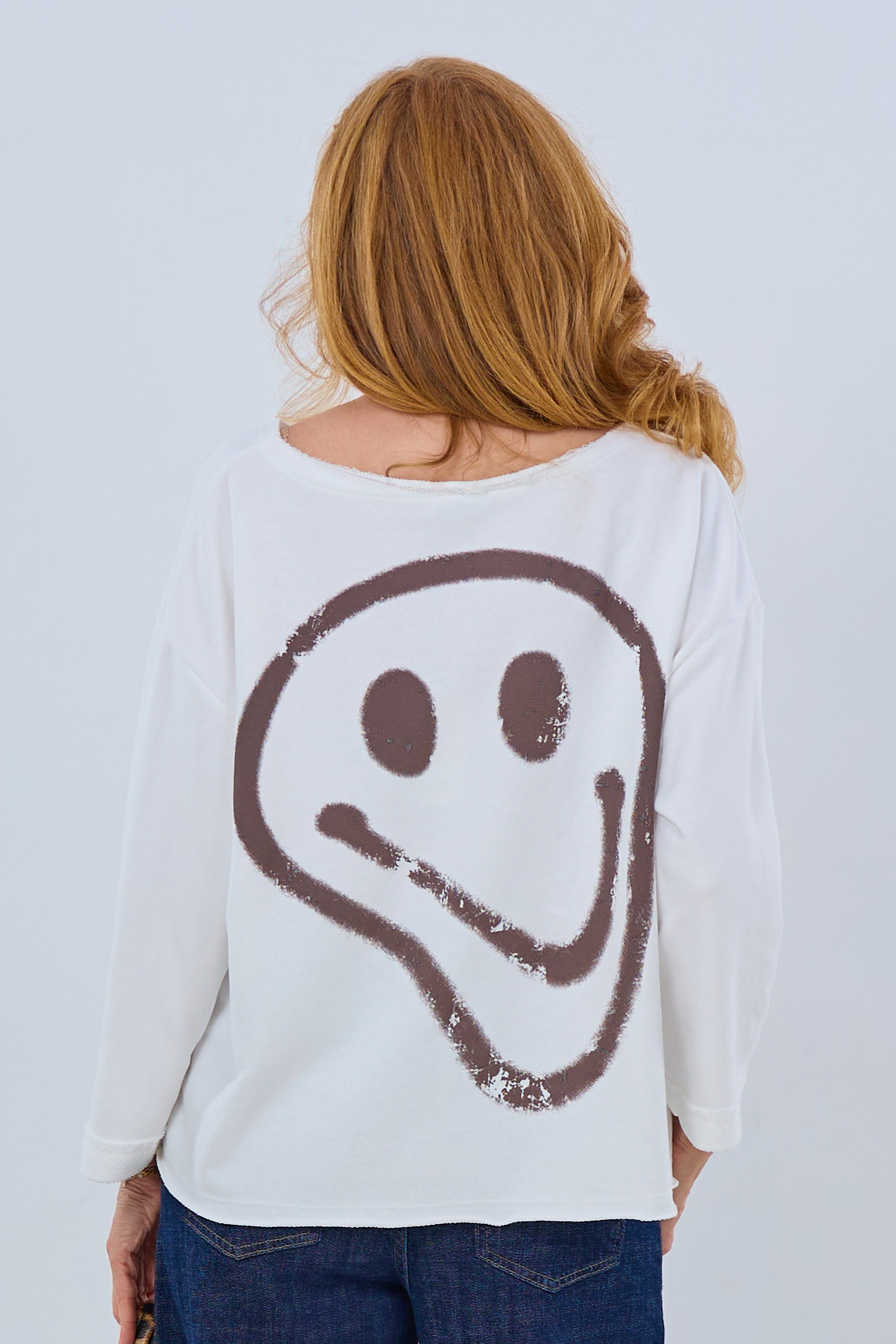 Sweaty with smile print, white