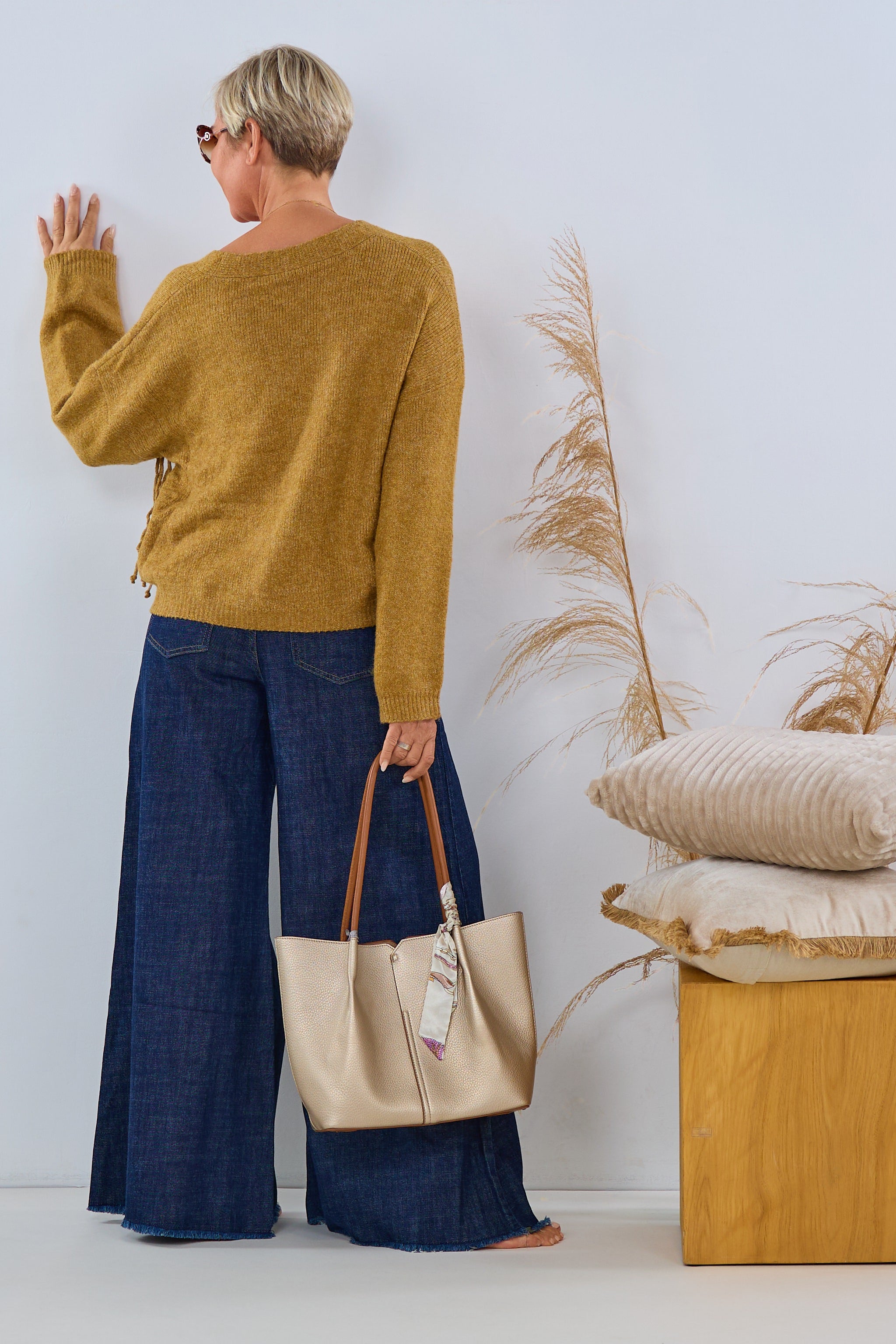 Cardigan mit Zierkordeln, camel