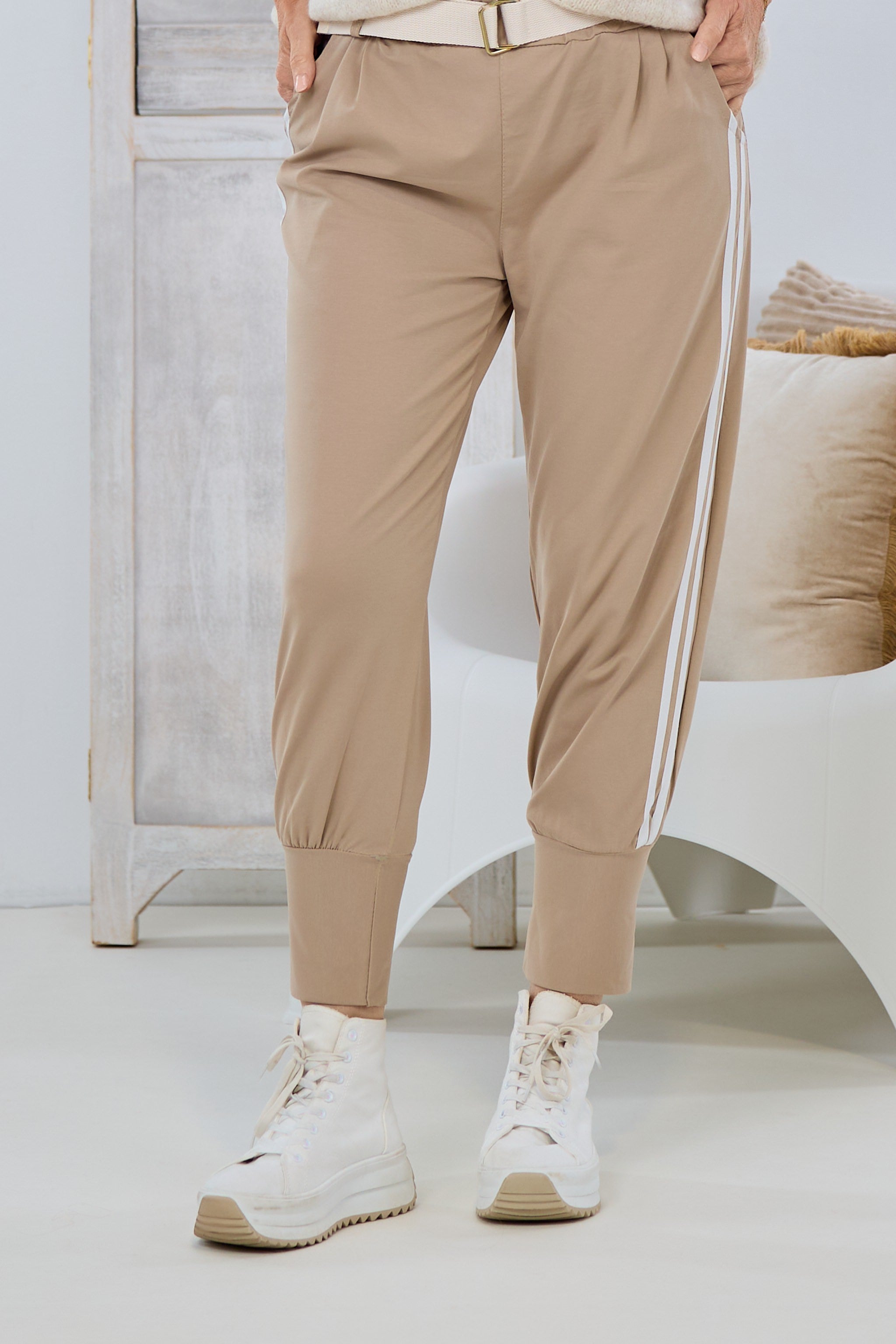 Hose mit langen Bündchen, beige