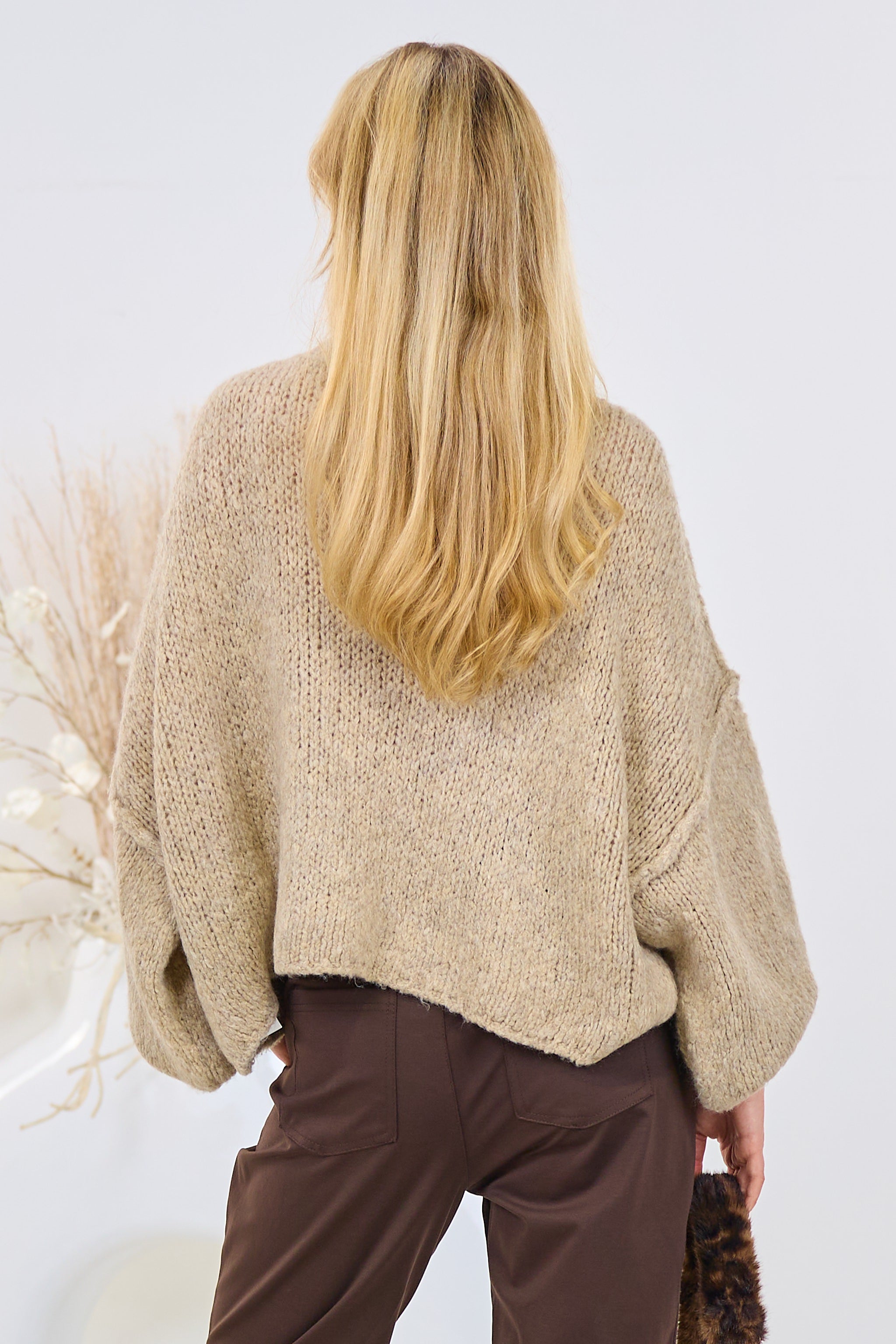 Grober Strickpullover Follow Me, beige-melliert