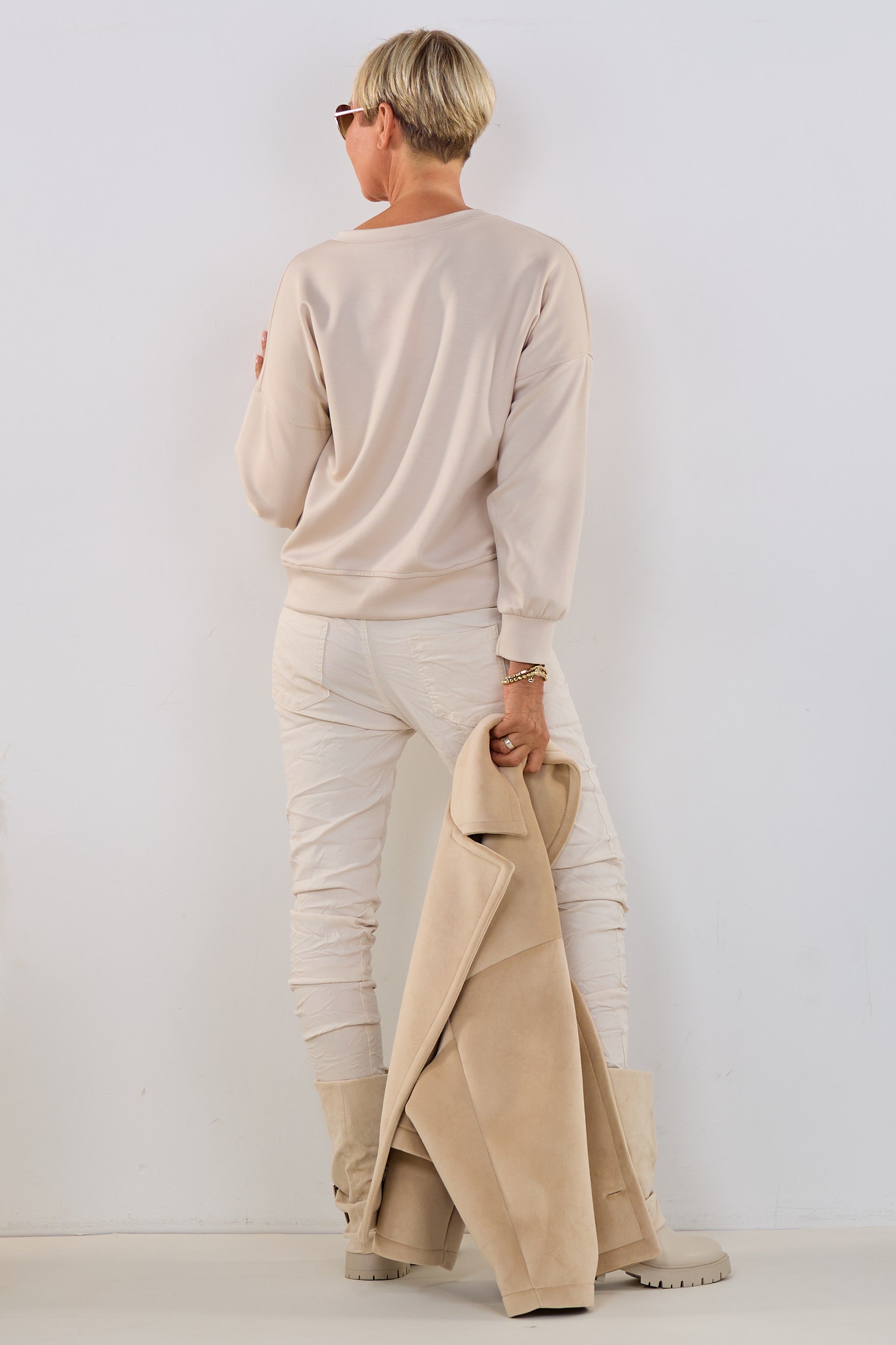 Sweaty mit LE MARAIS-Flock, beige-ecru