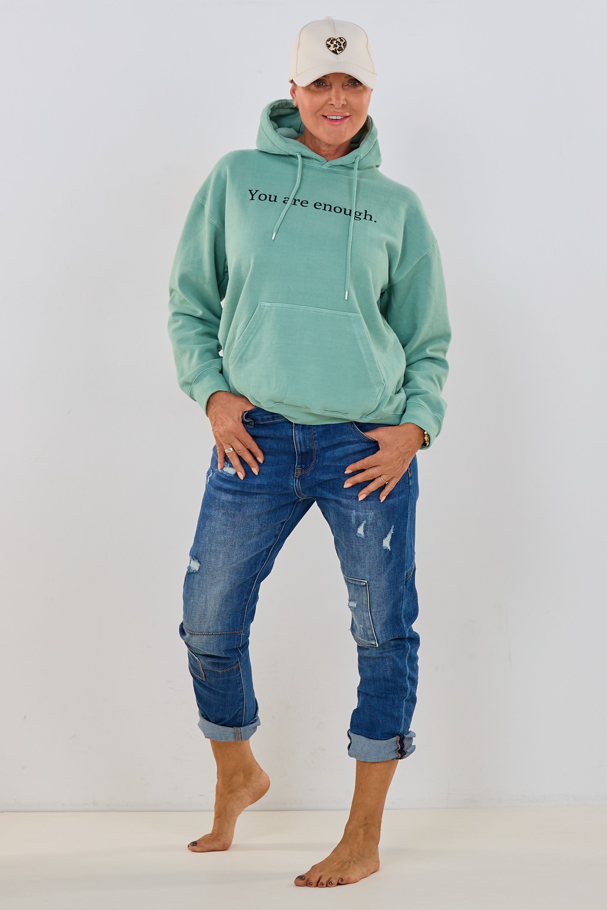 Hoodie YOU ARE ENOUGH, light green
