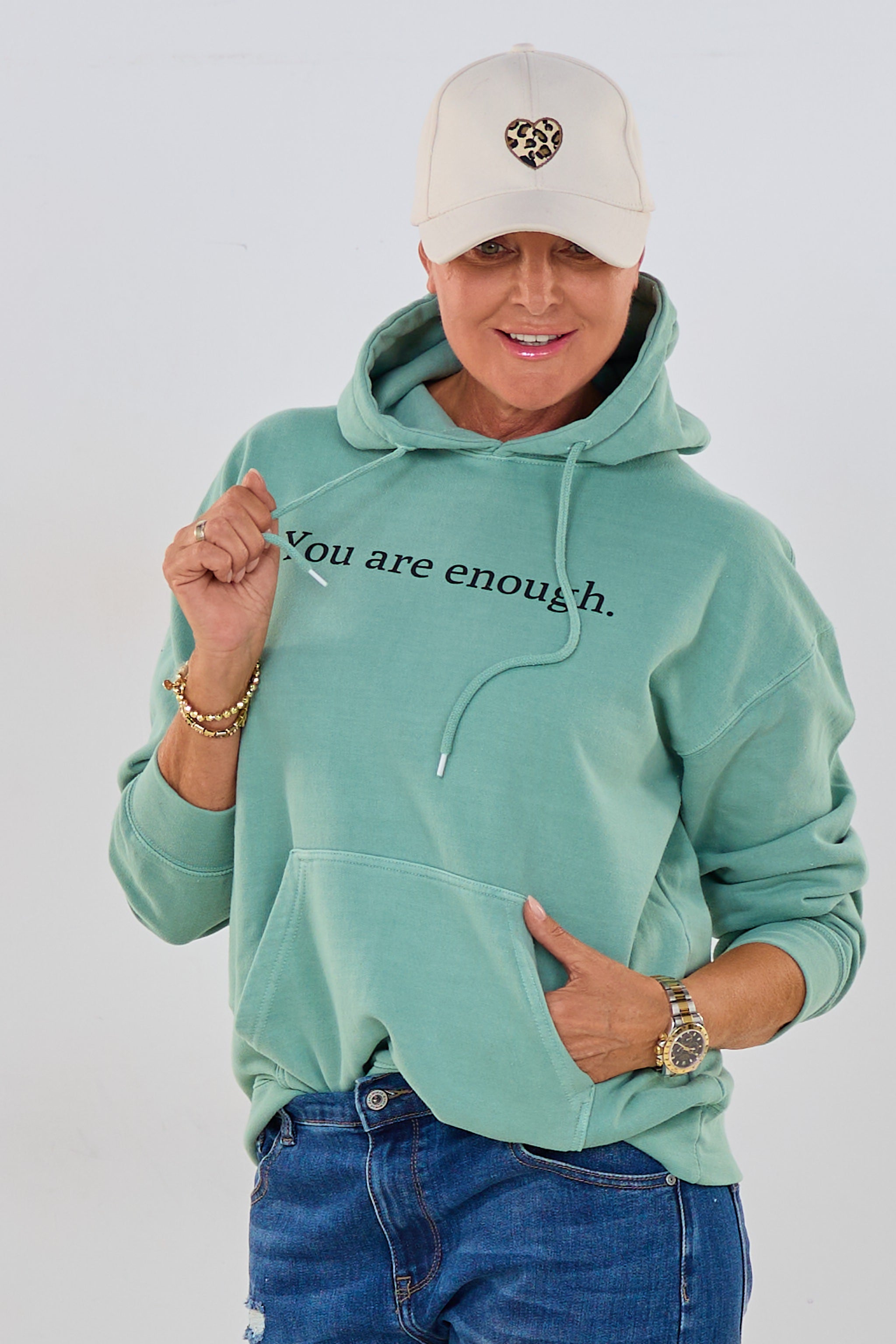Hoodie YOU ARE ENOUGH, light green