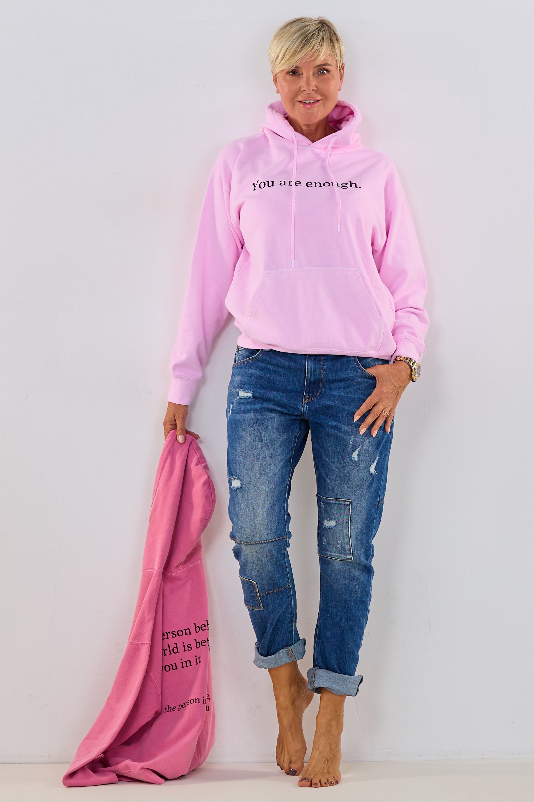 Hoodie YOU ARE ENOUGH, rosa