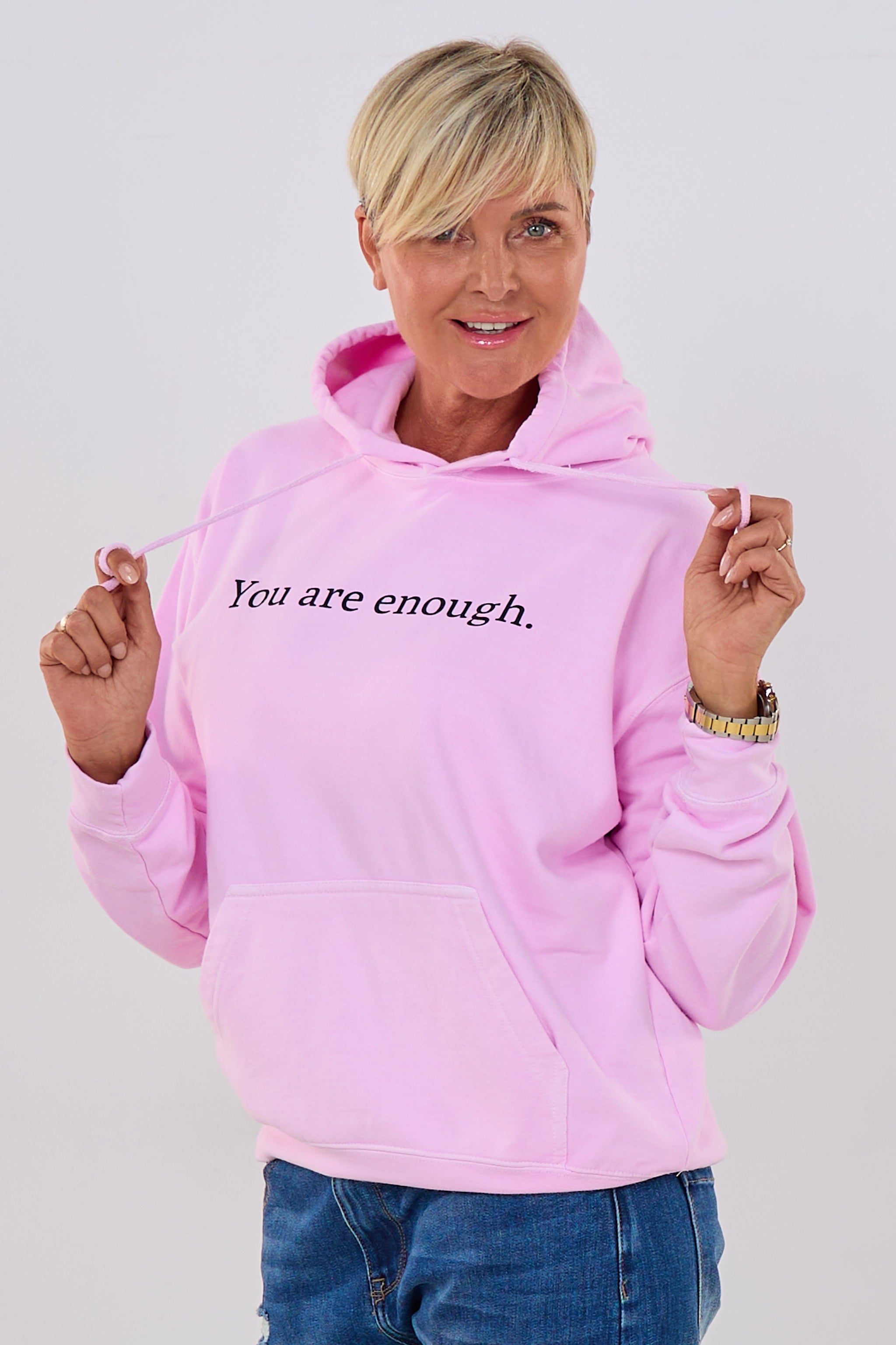 Hoodie YOU ARE ENOUGH, rosa
