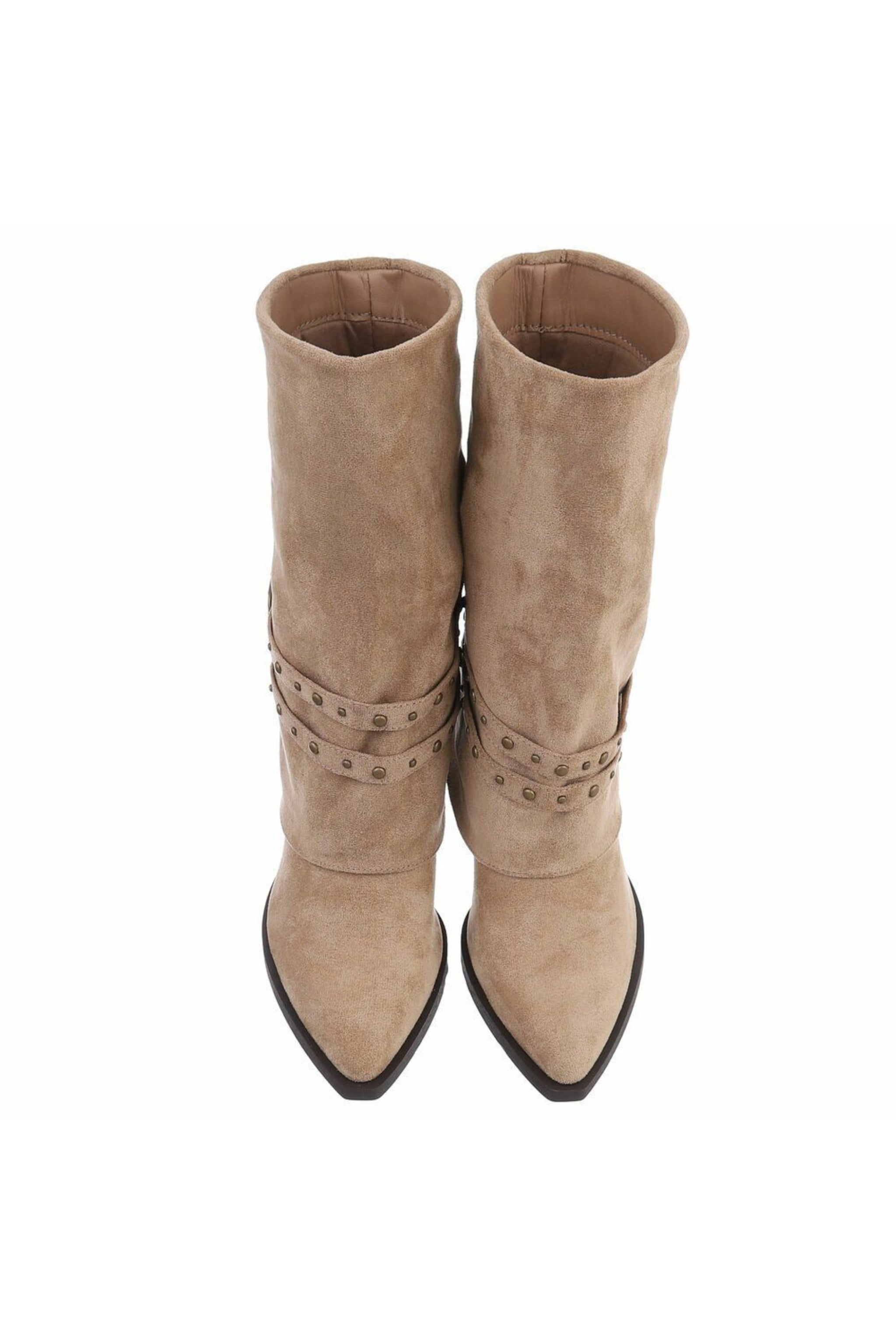 Stiefelette mit Nieten-Zierband, hell camel