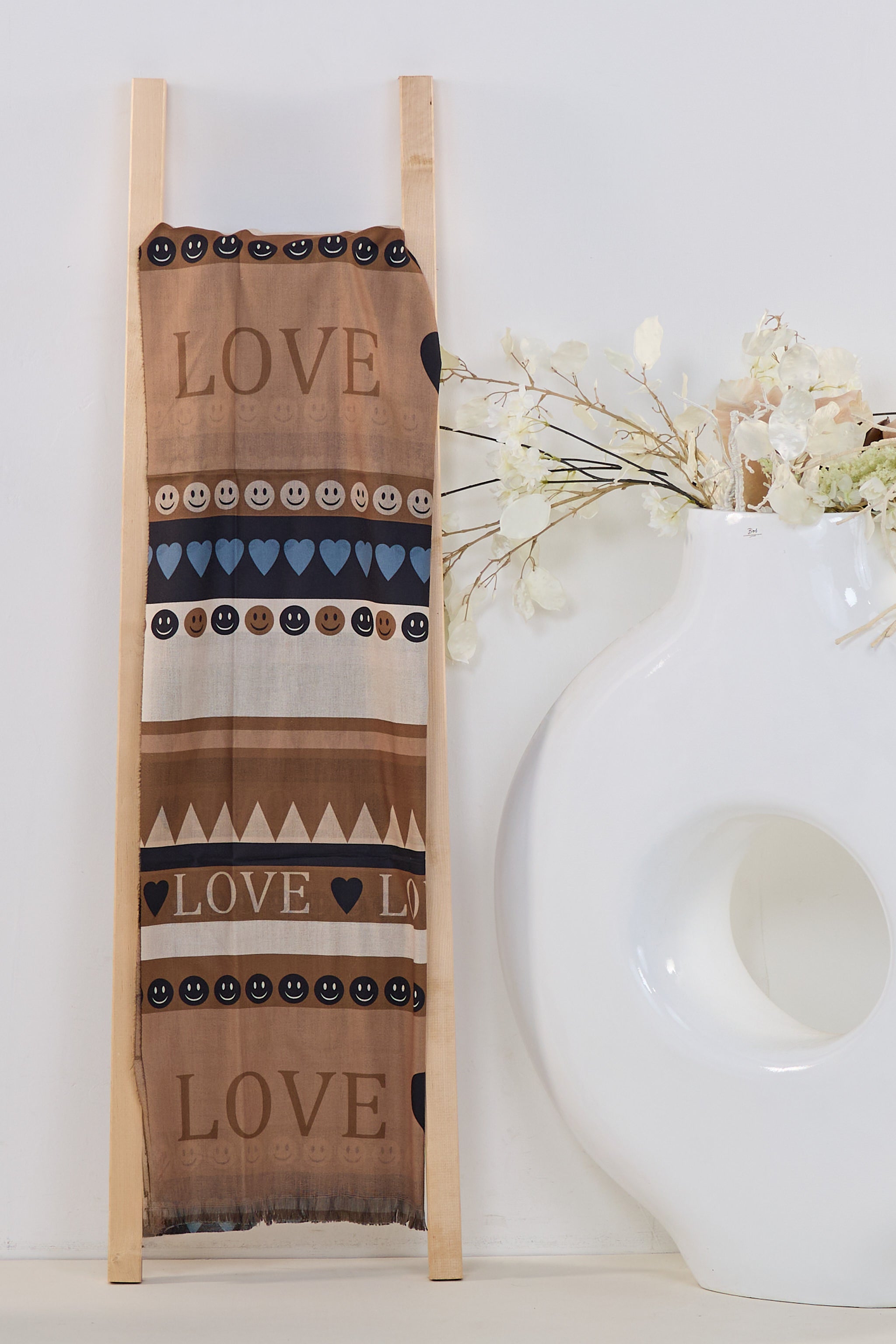 Tuch LOVE/Smiley/Heart, camel-beige