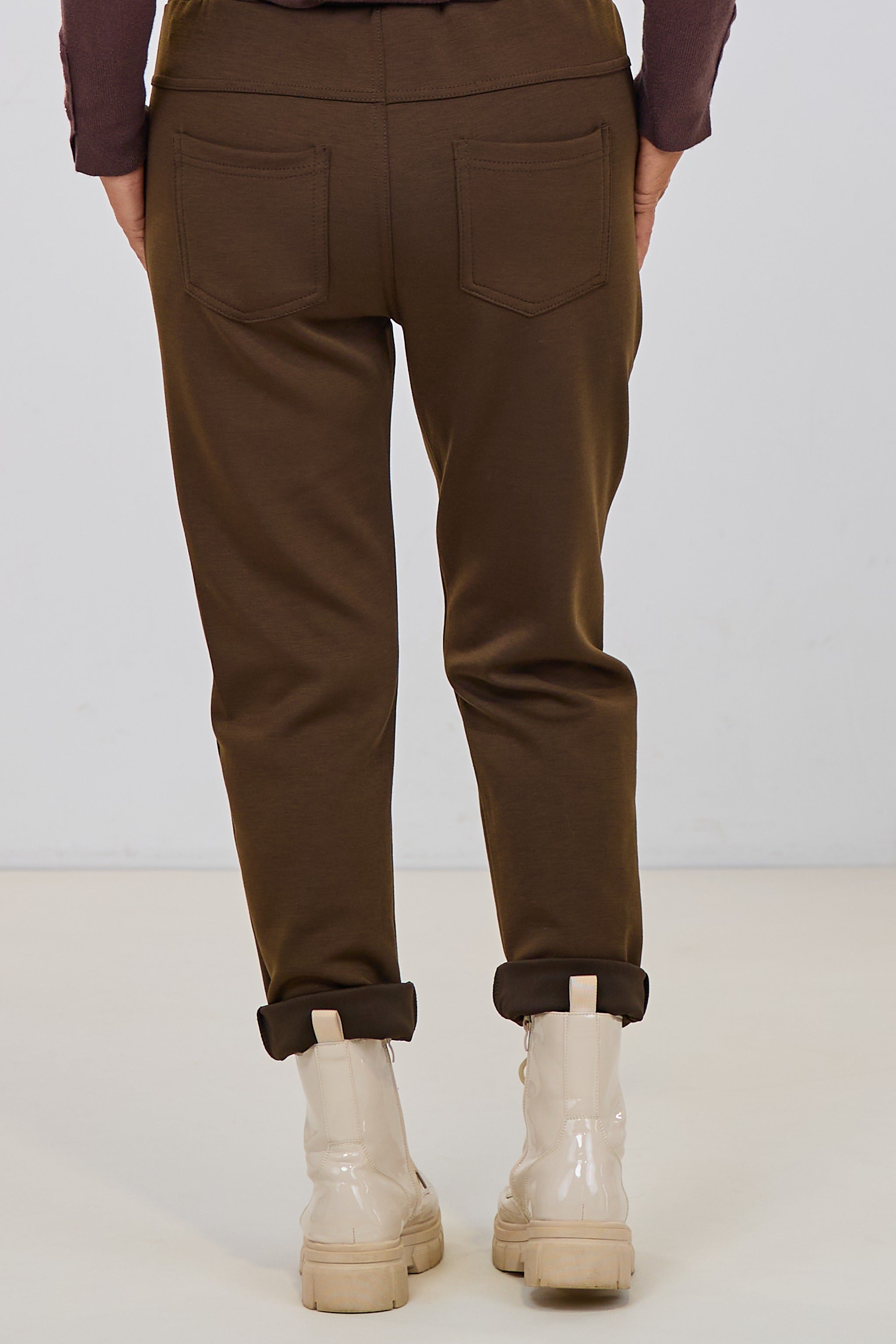 Cozy Hose mit Glitzer-Herz-Patch, braun-leo