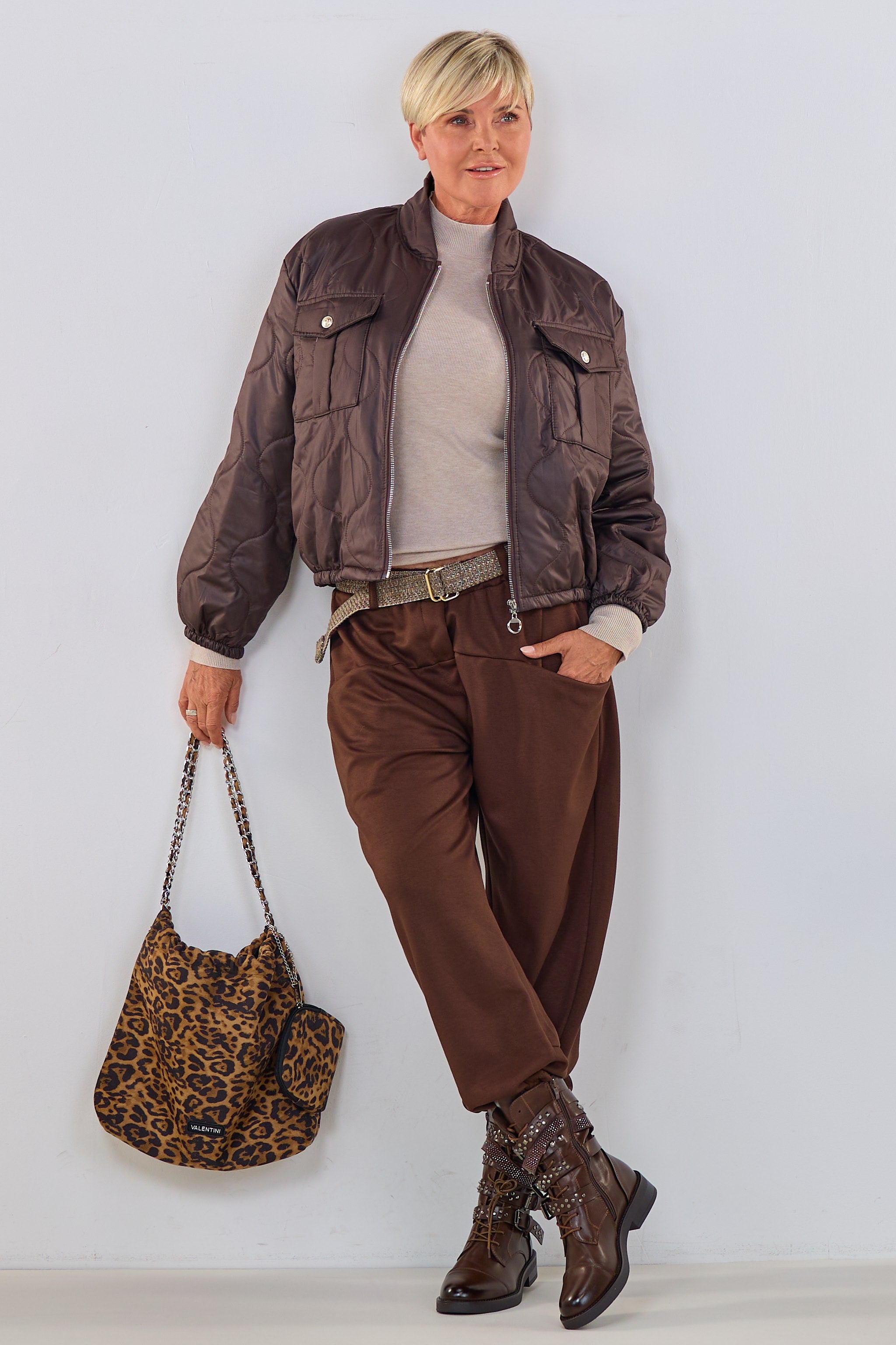 Gesteppte Bomberjacke, dunkelbraun