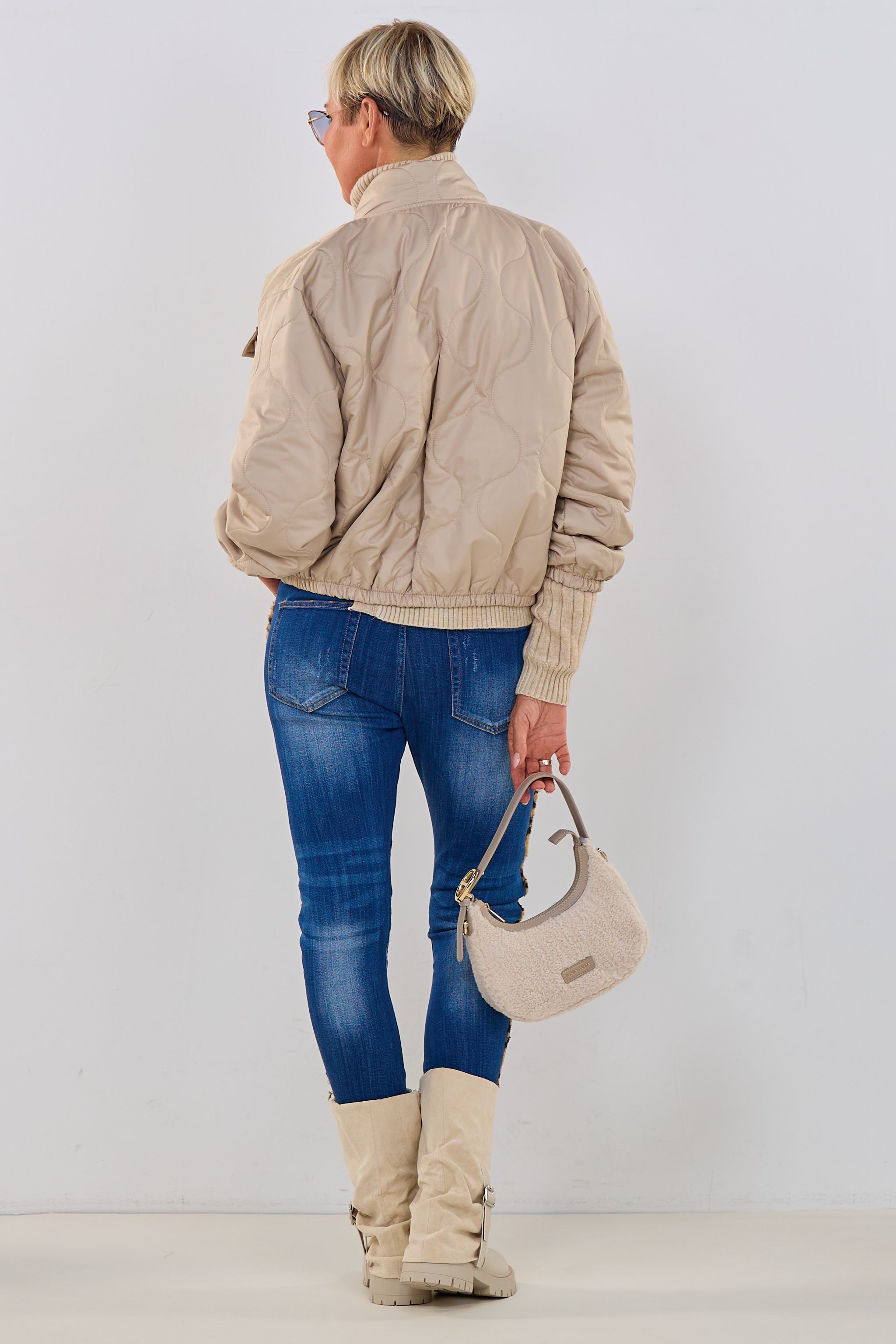 Gesteppte Bomberjacke, beige