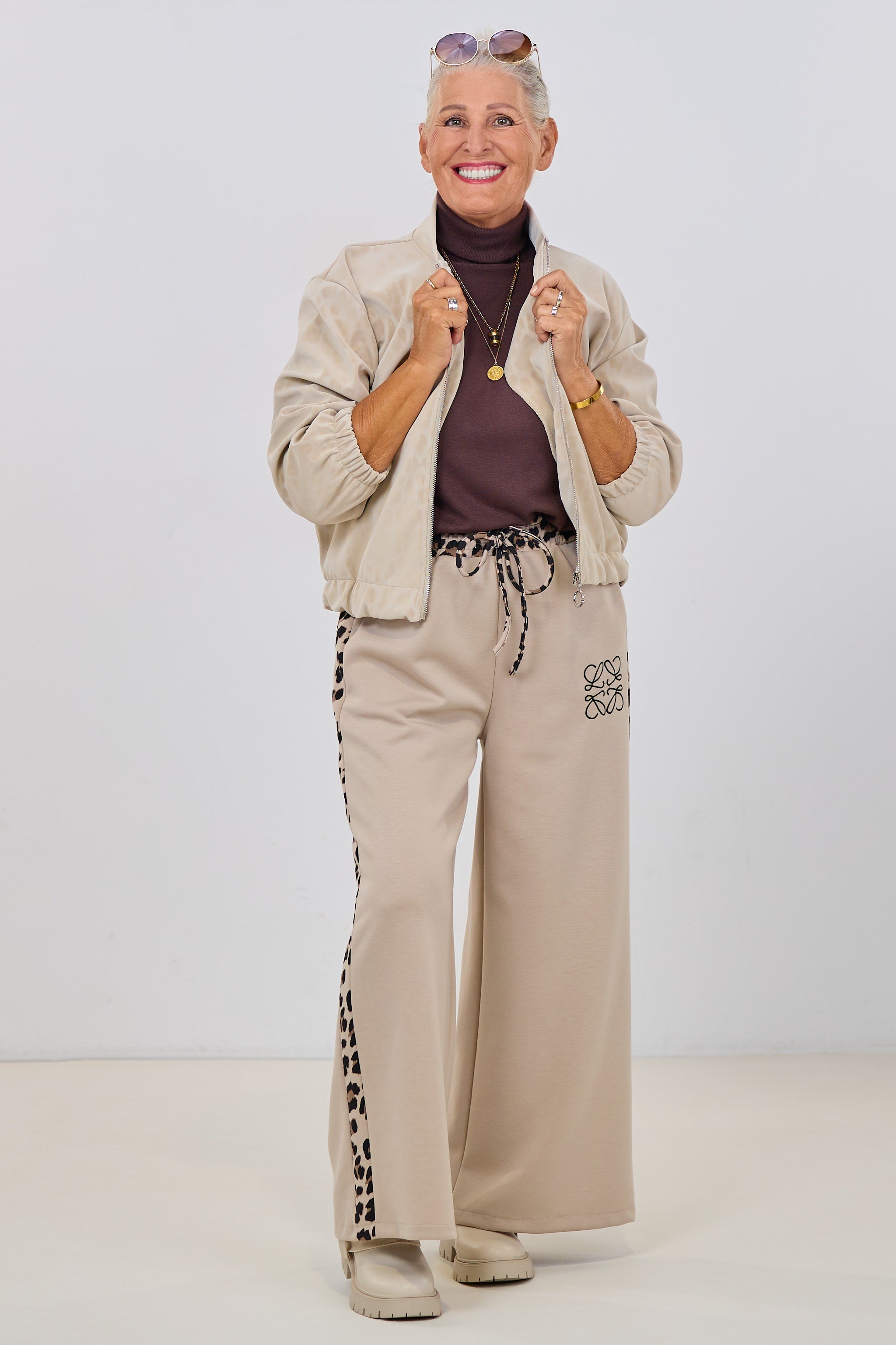 Blouson mit Moiré-Muster, beige