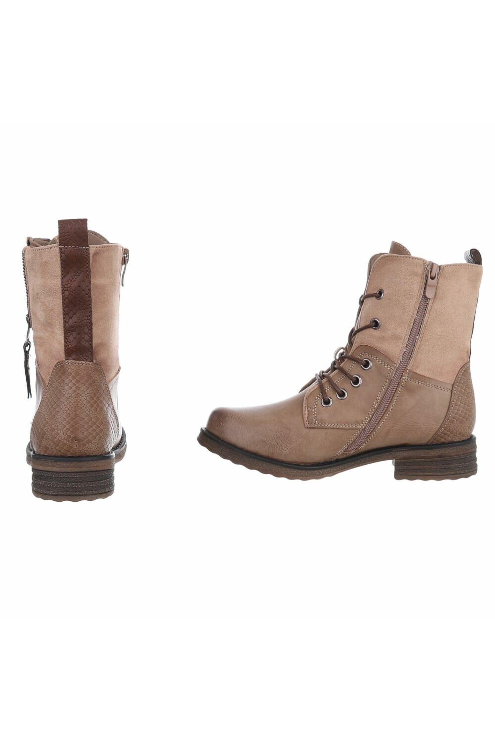 Lace-up ankle boots in used look, taupe/brown