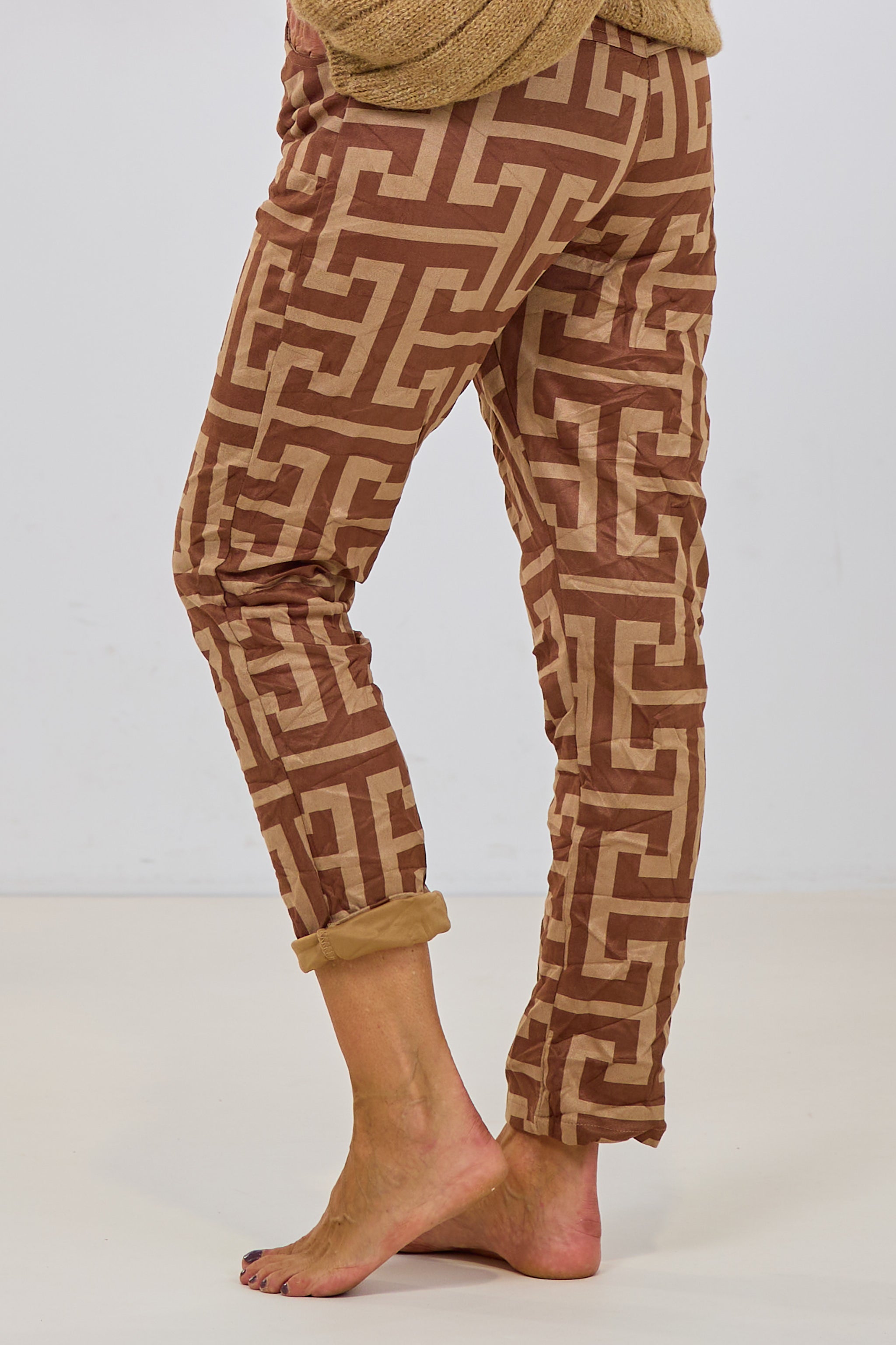 Samtig weiche Hose, taupe-camel