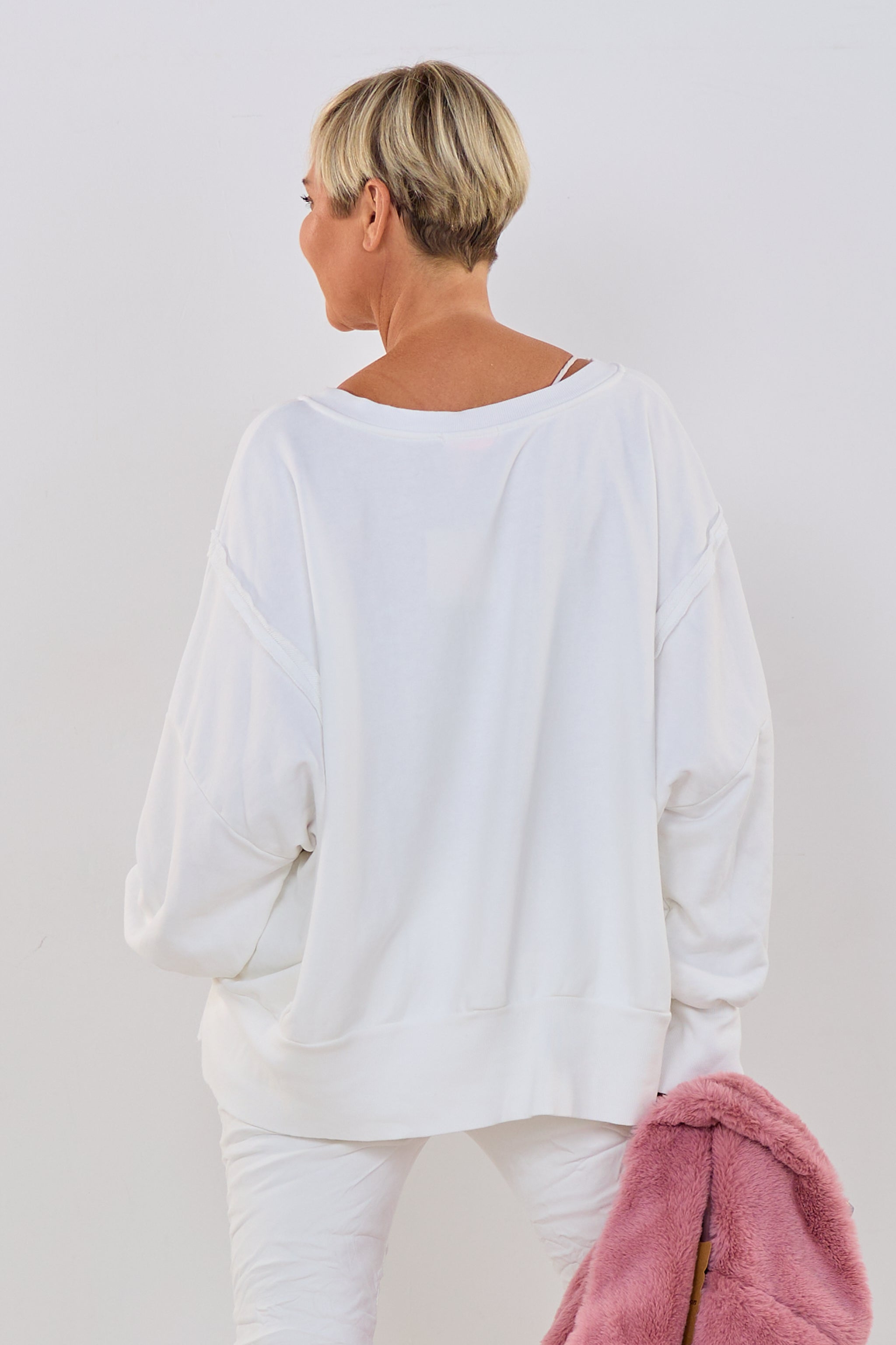 Sweaty mit außenliegenden Nähten, ecru-taupe