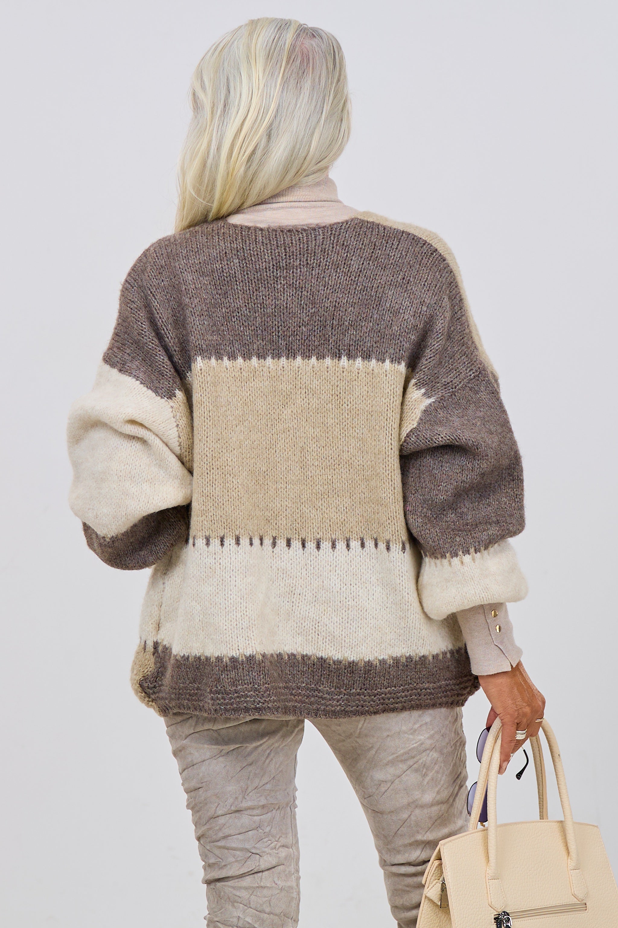 Cardigan Tricolor, beige-creme-braun