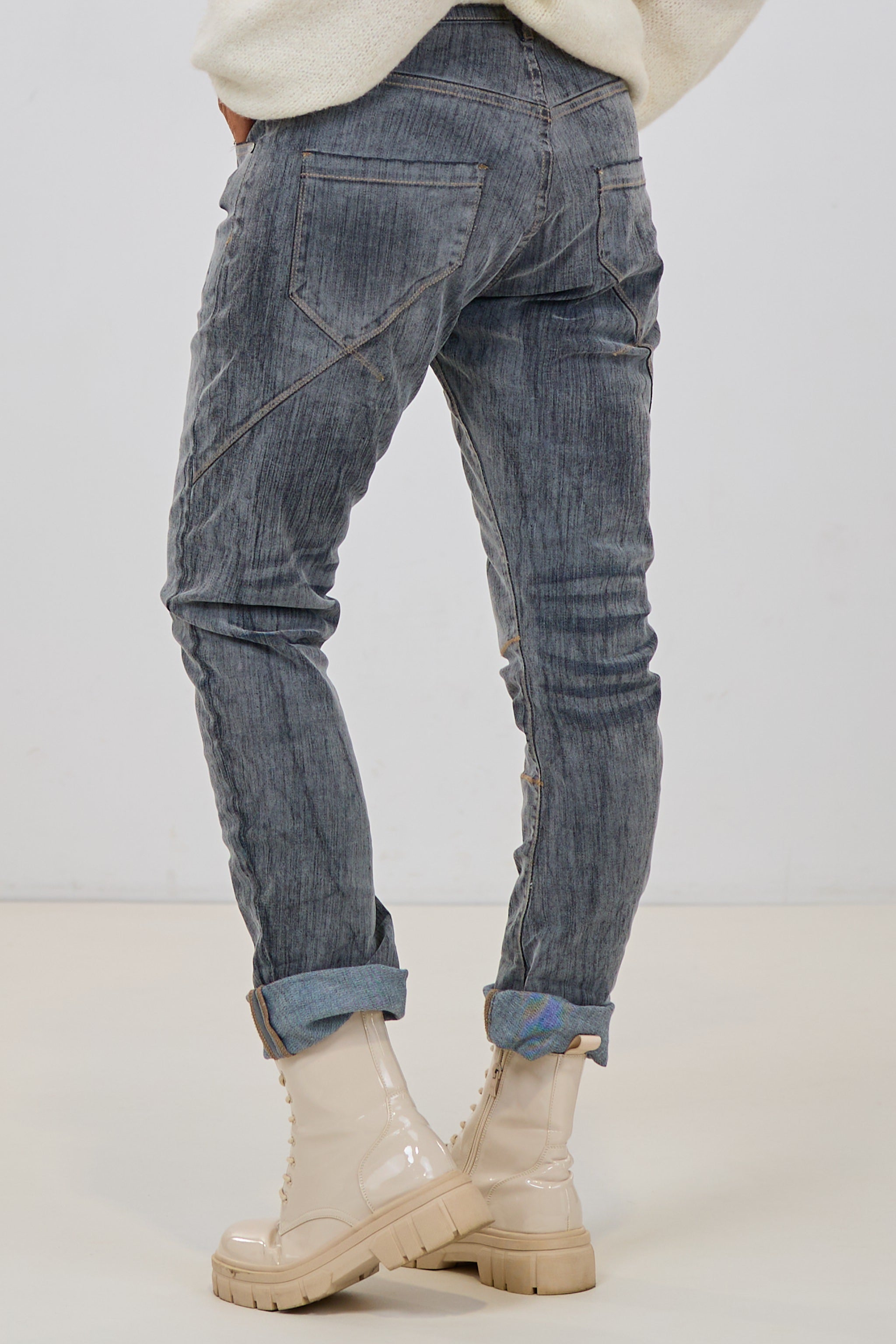 Jeans mit Jeans-Patches, anthrazit