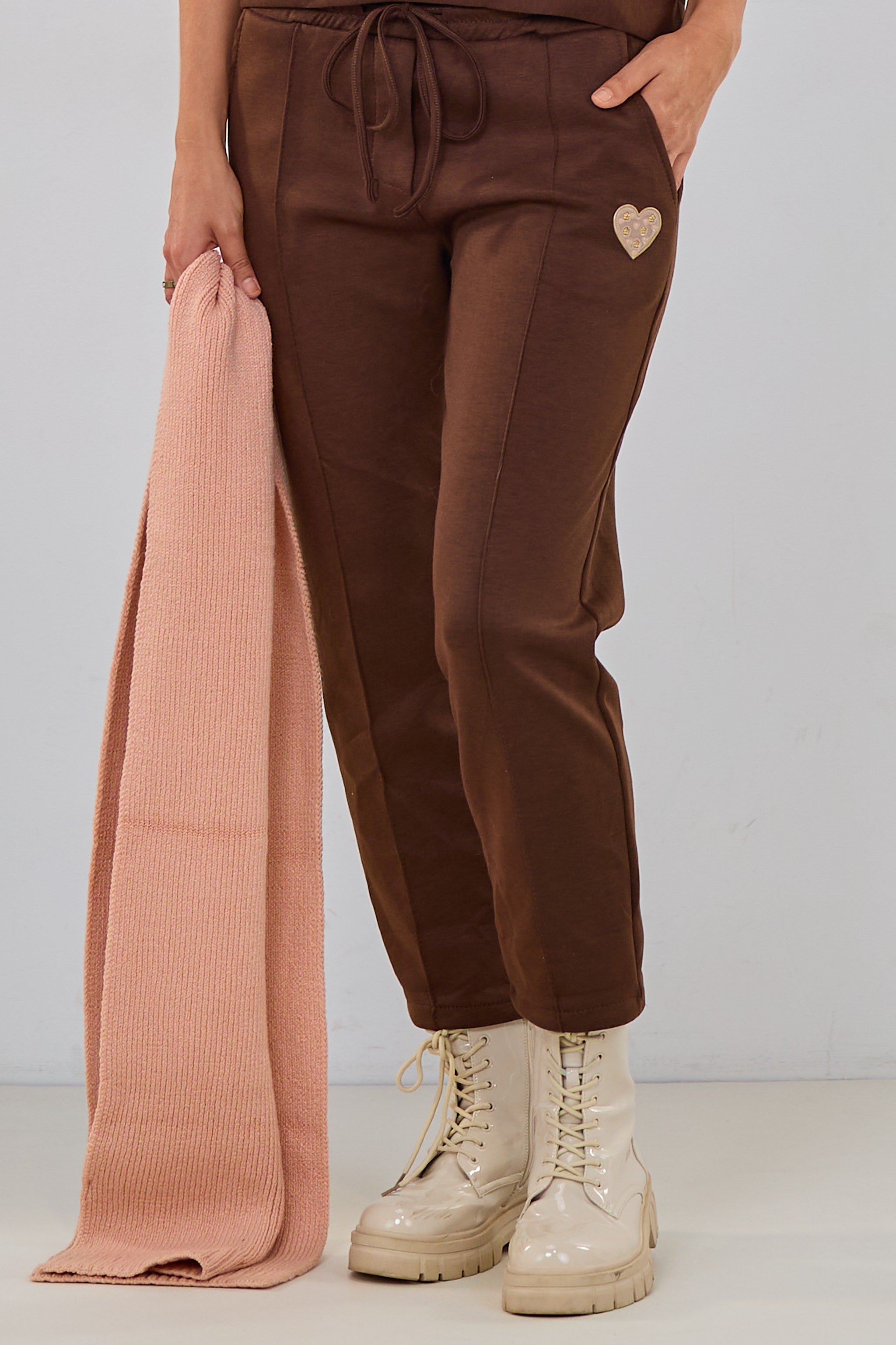Cozy Hose mit kleinem Herz, braun