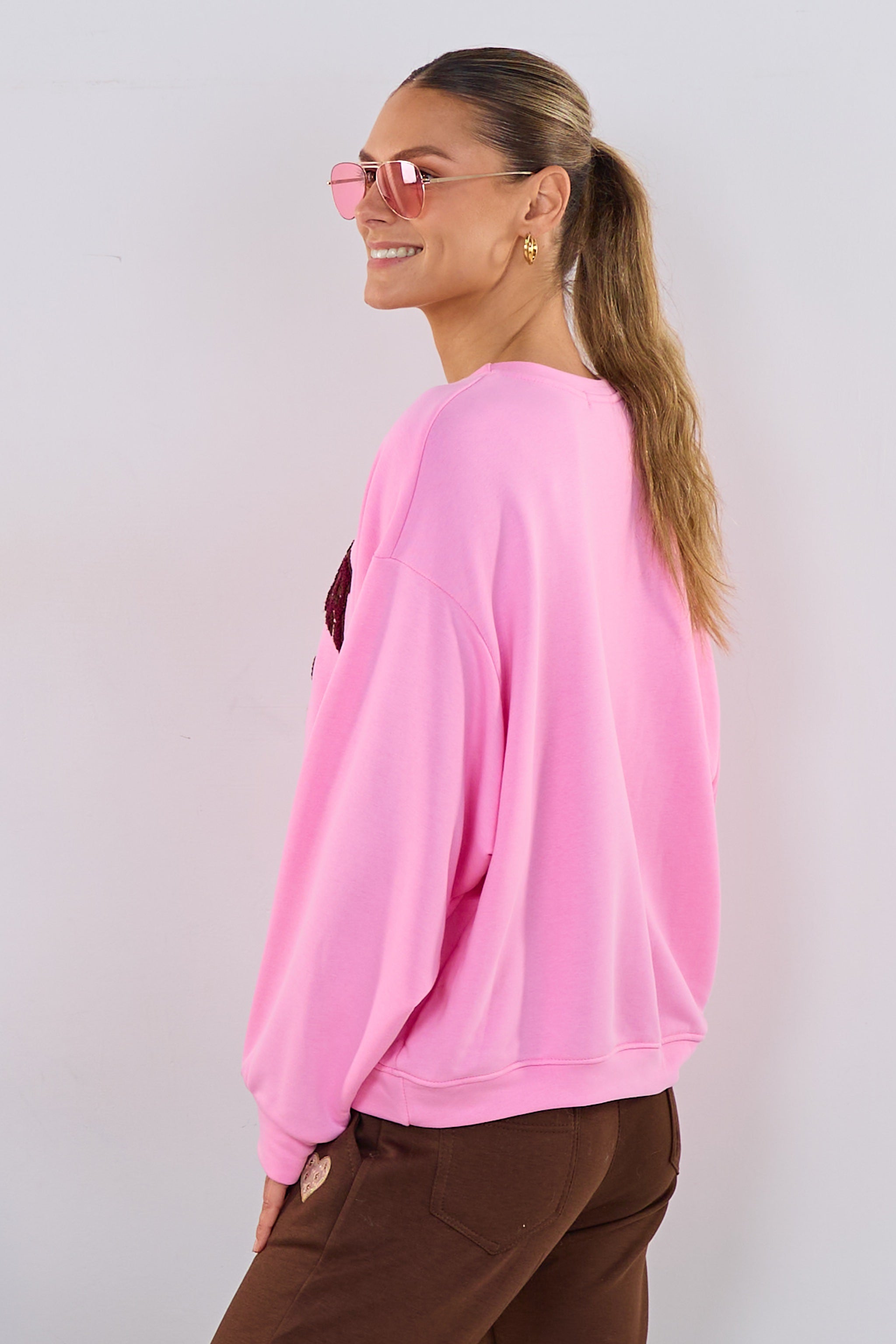 Sweaty NO DRAMA PLEAST, rosa-bordeaux