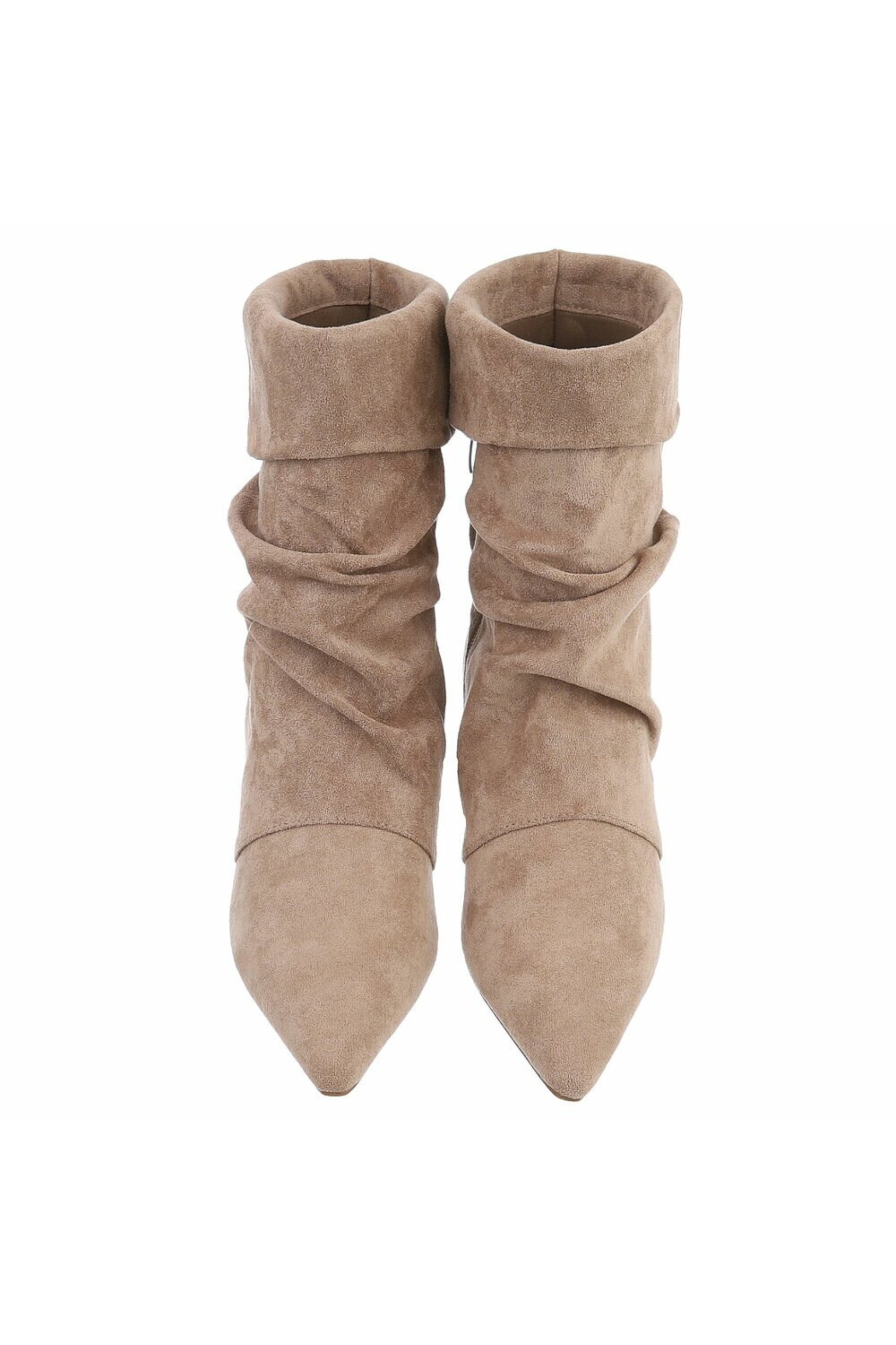 Spitze Stiefelette in Wildlederoptik, beige