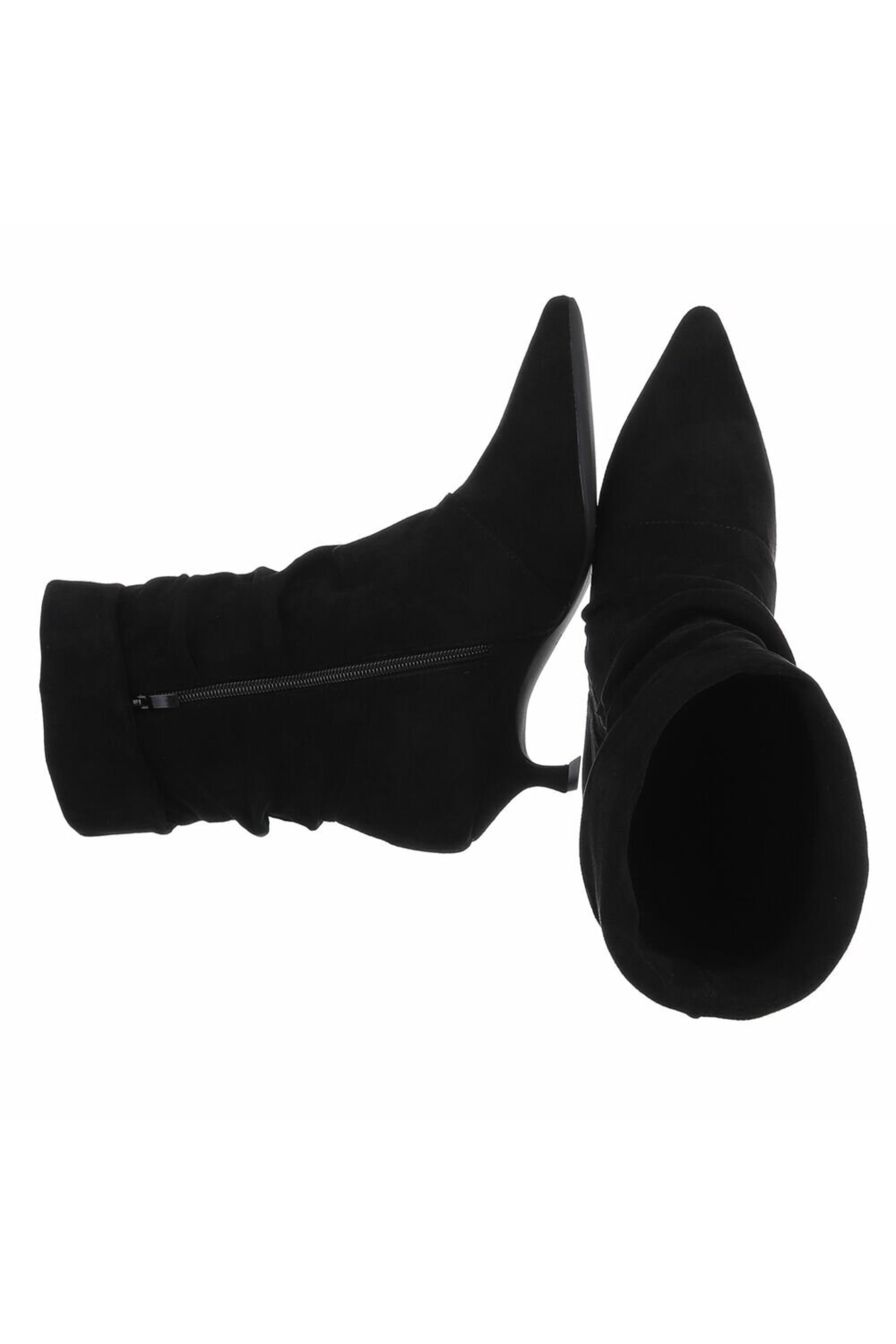 Spitze Stiefelette in Wildlederoptik, schwarz