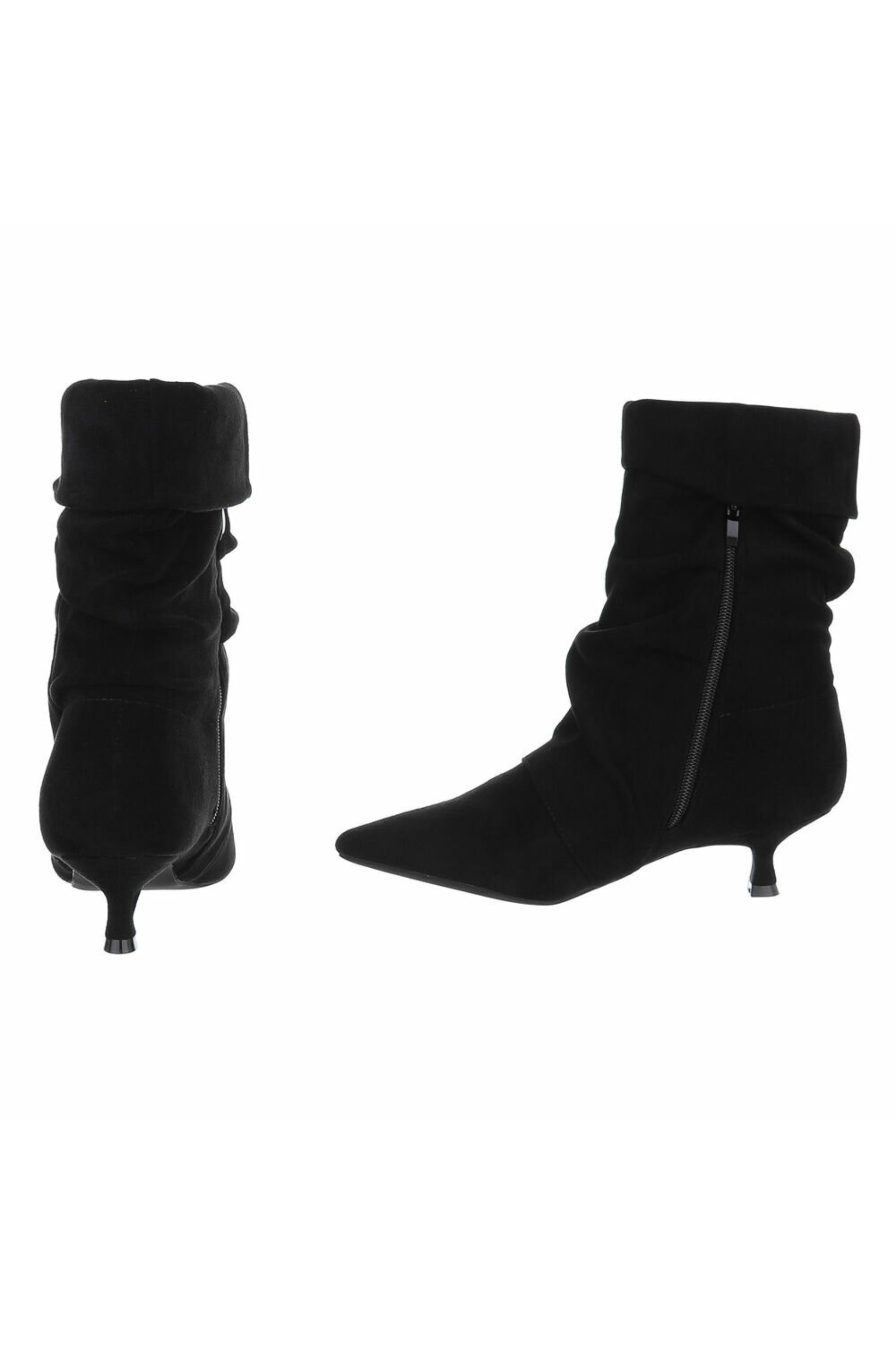 Spitze Stiefelette in Wildlederoptik, schwarz