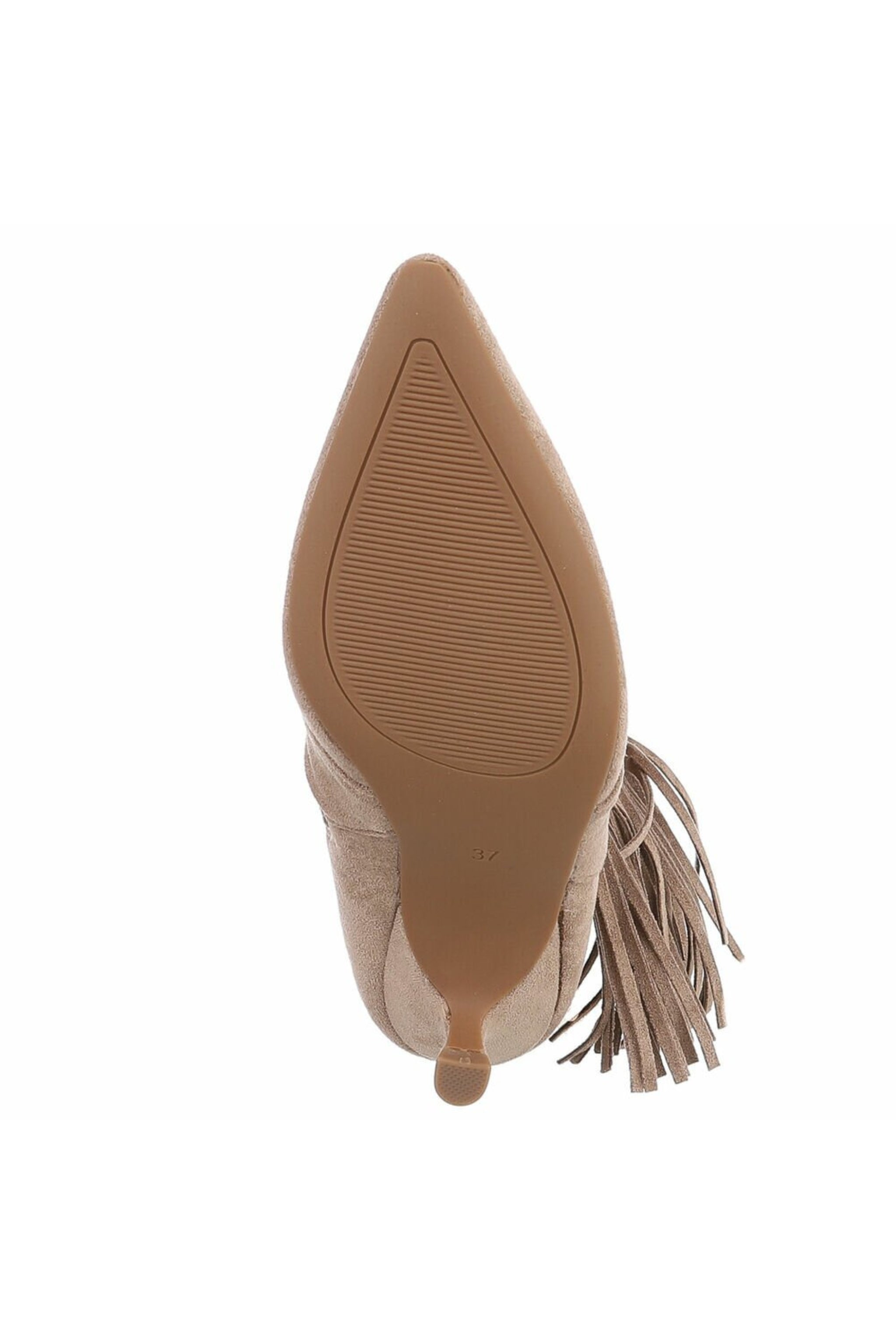 Stiefelette in Wildlederoptik mit Fransen, beige