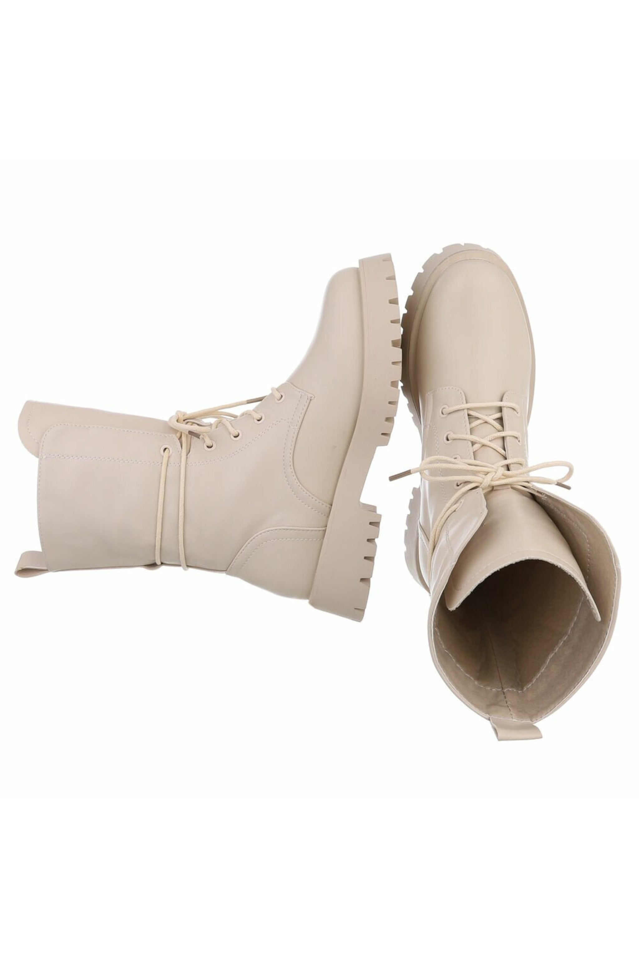 Chunky Schnürstiefel, beige