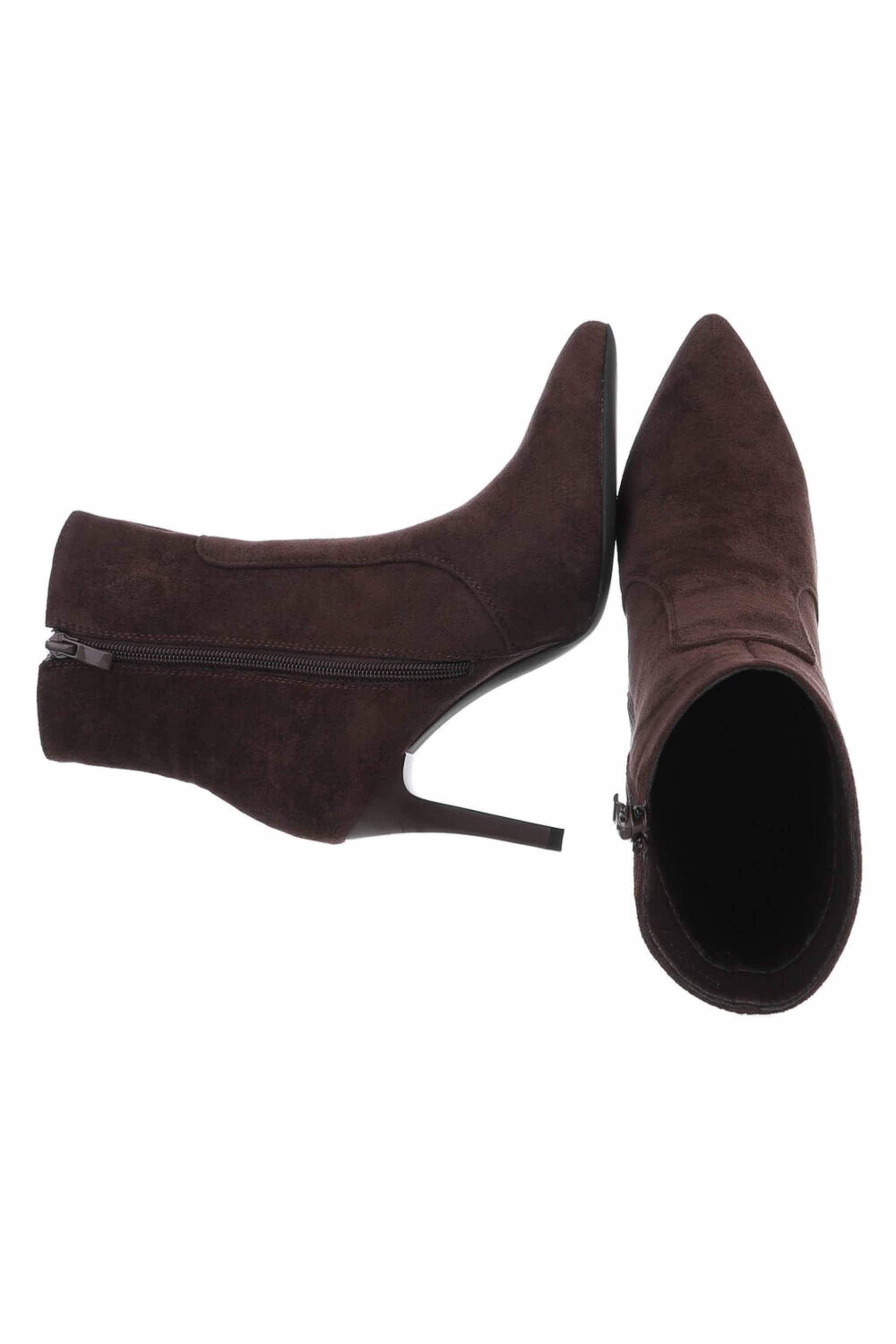 High-Heel Stiefelette in Wildlederoptik, braun