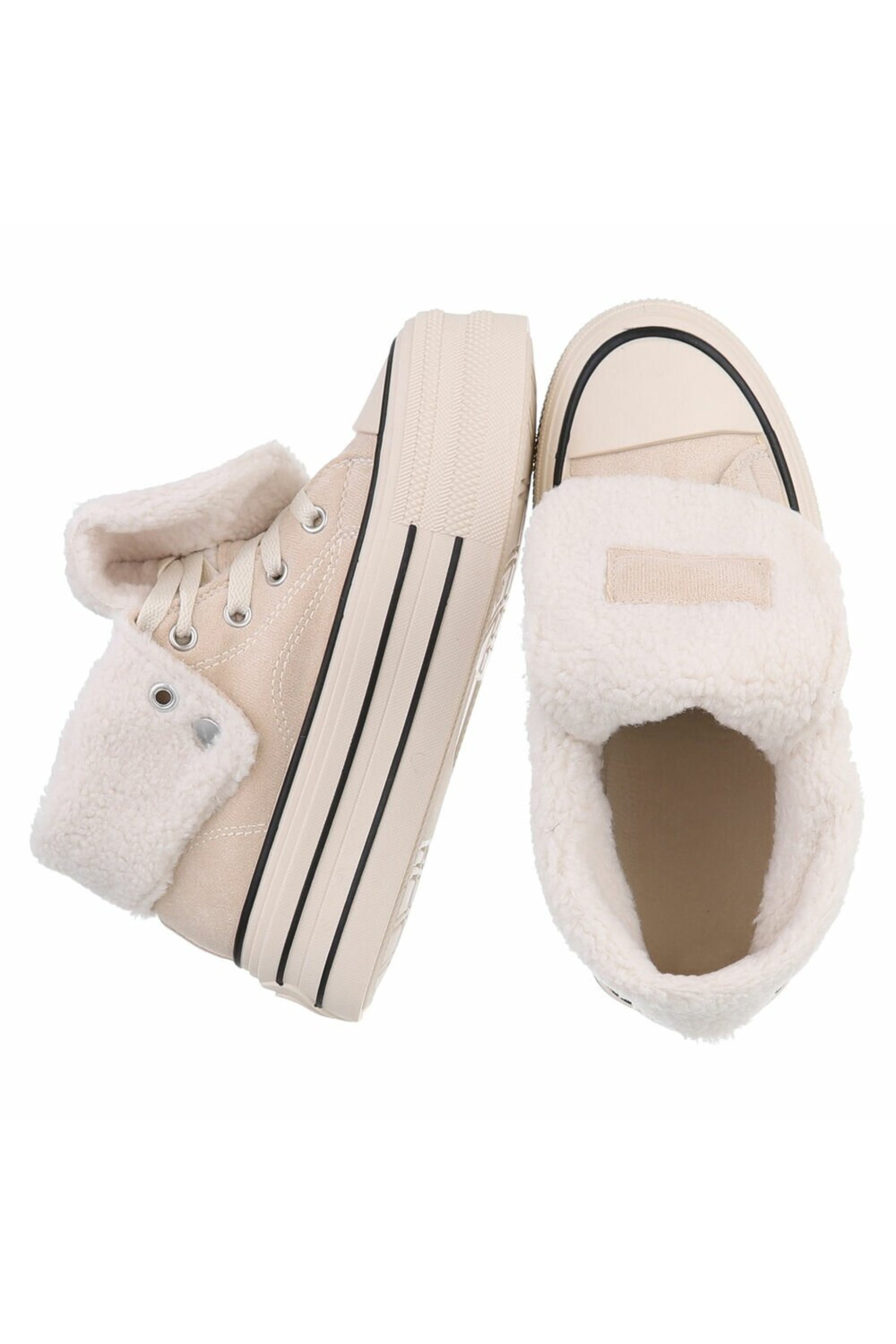 Teddy High-Top Plateau Sneaker in beige
